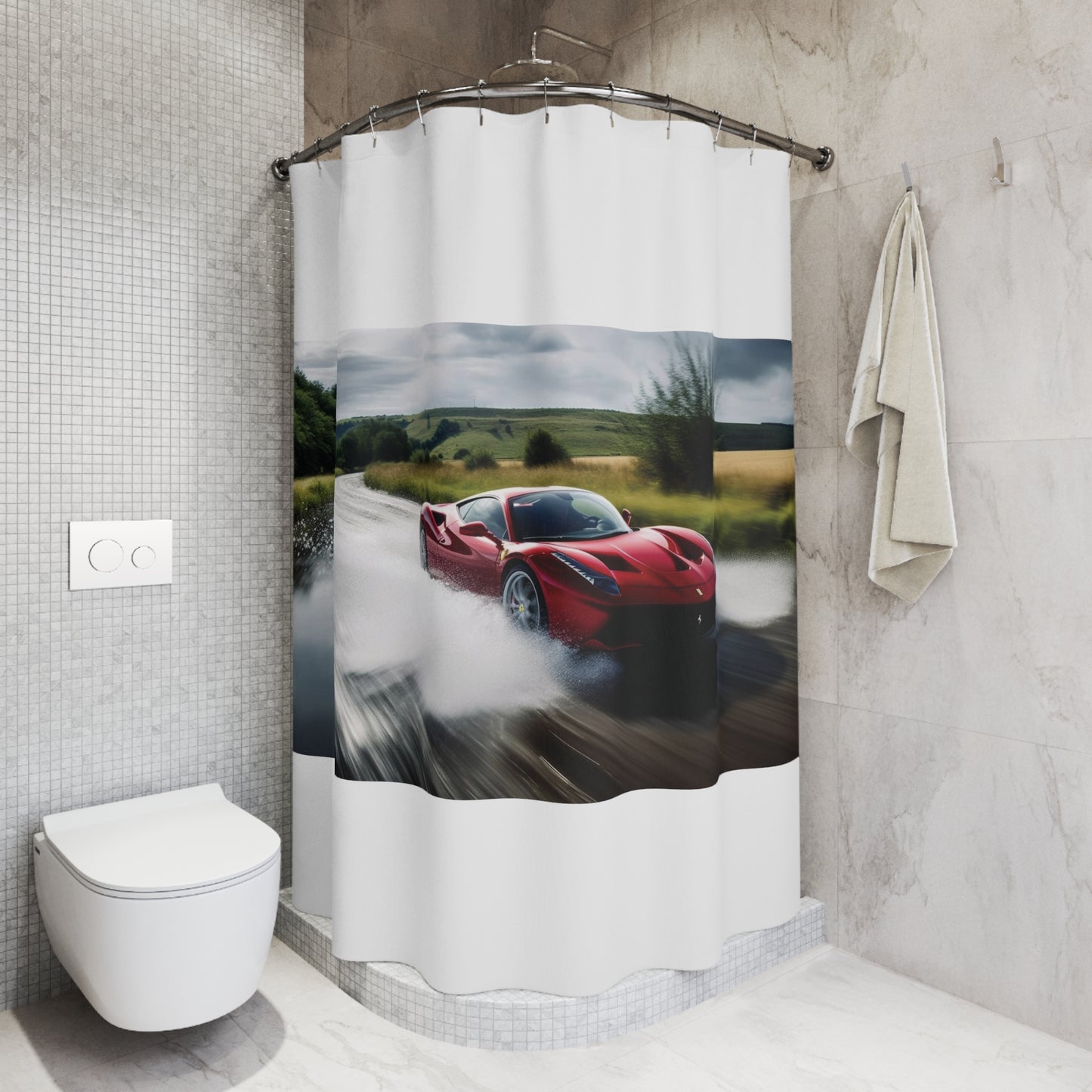 Polyester Shower Curtain Water Ferrari Splash 4