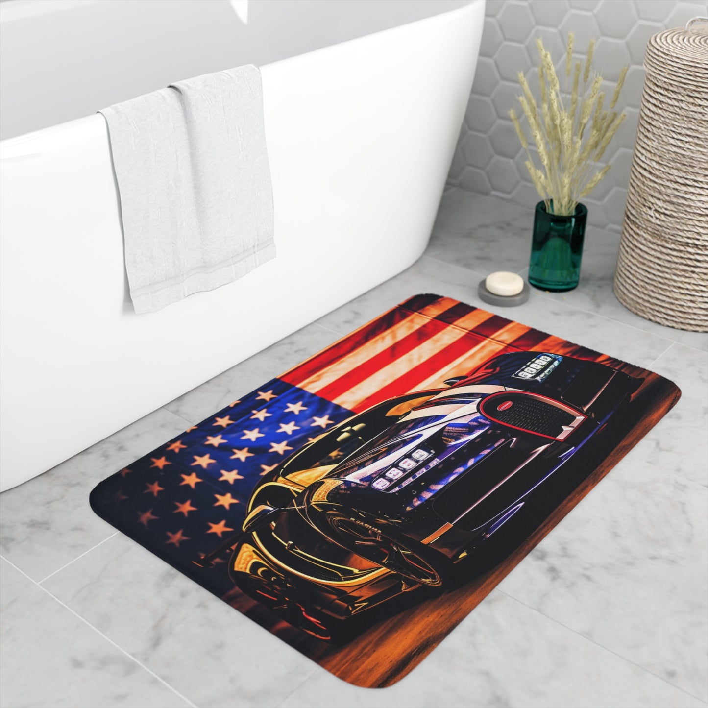 Memory Foam Bath Mat Macro Bugatti American Flag 4