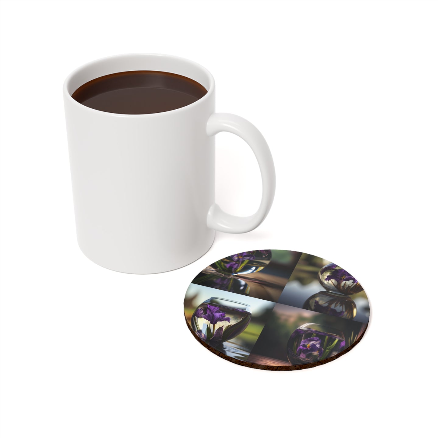 Cork Back Coaster Purple Iris in a vase 5