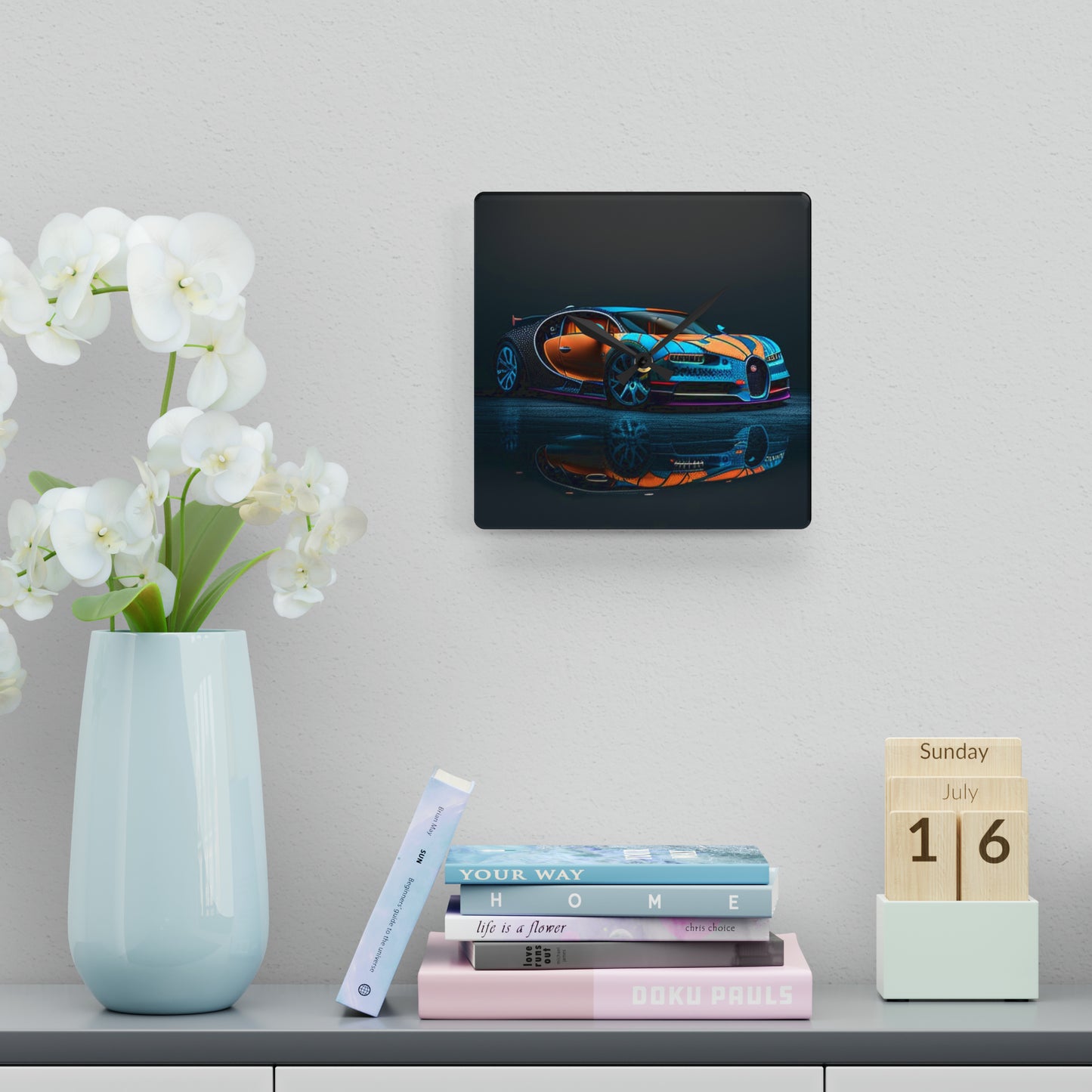 Acrylic Wall Clock Bugatti Blue 1