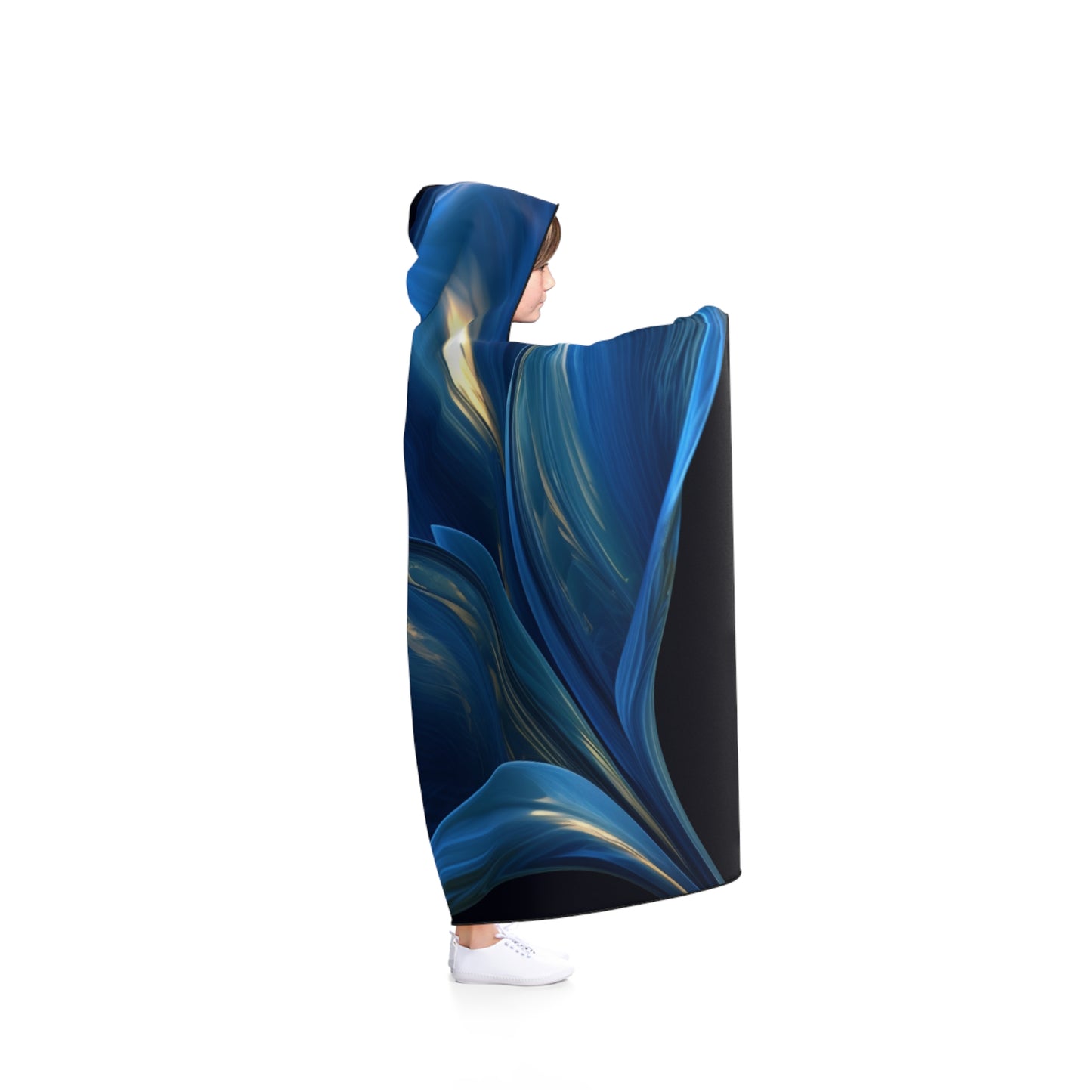 Hooded Blanket Abstract Blue Tulip 1