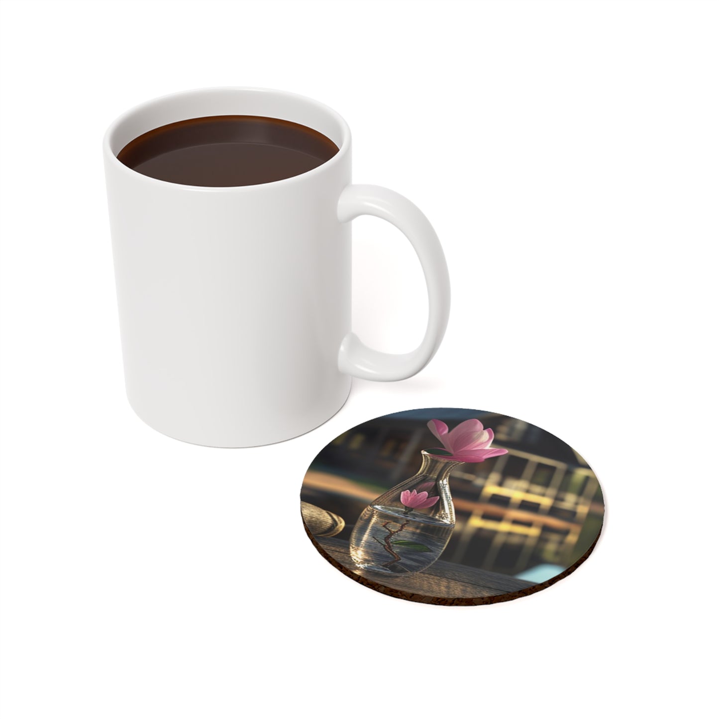 Cork Back Coaster Magnolia in a Glass vase 4