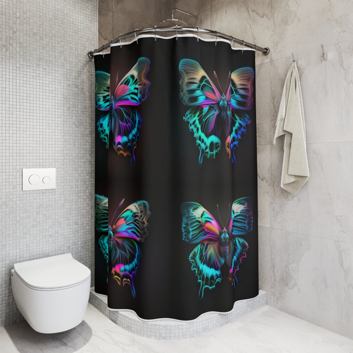 Polyester Shower Curtain Neon Butterfly Fusion 5