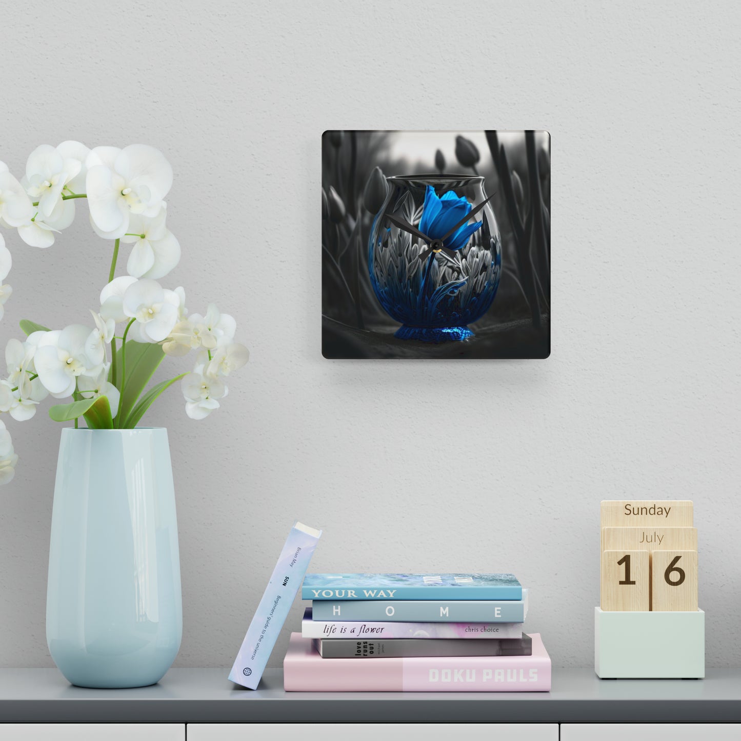 Acrylic Wall Clock Tulip Blue 1