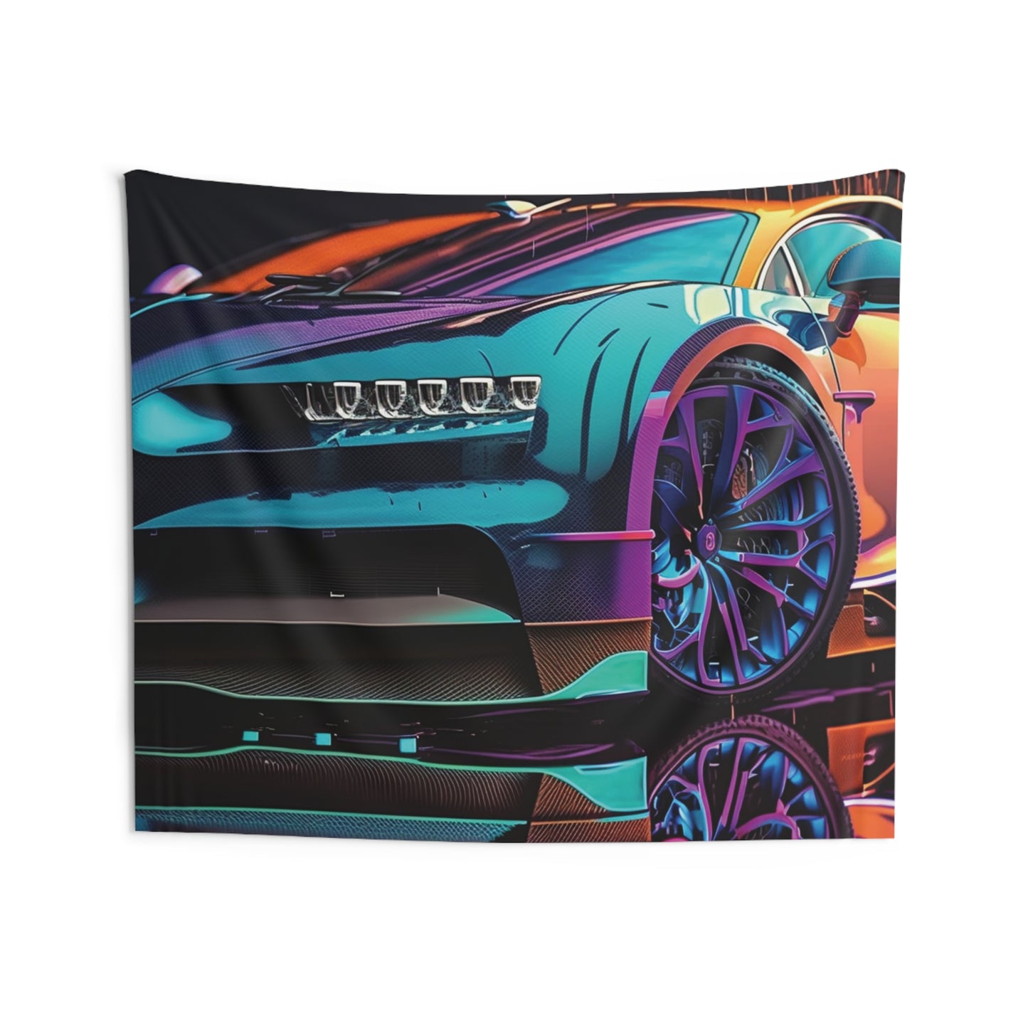 Indoor Wall Tapestries Bugatti Neon Chiron 1