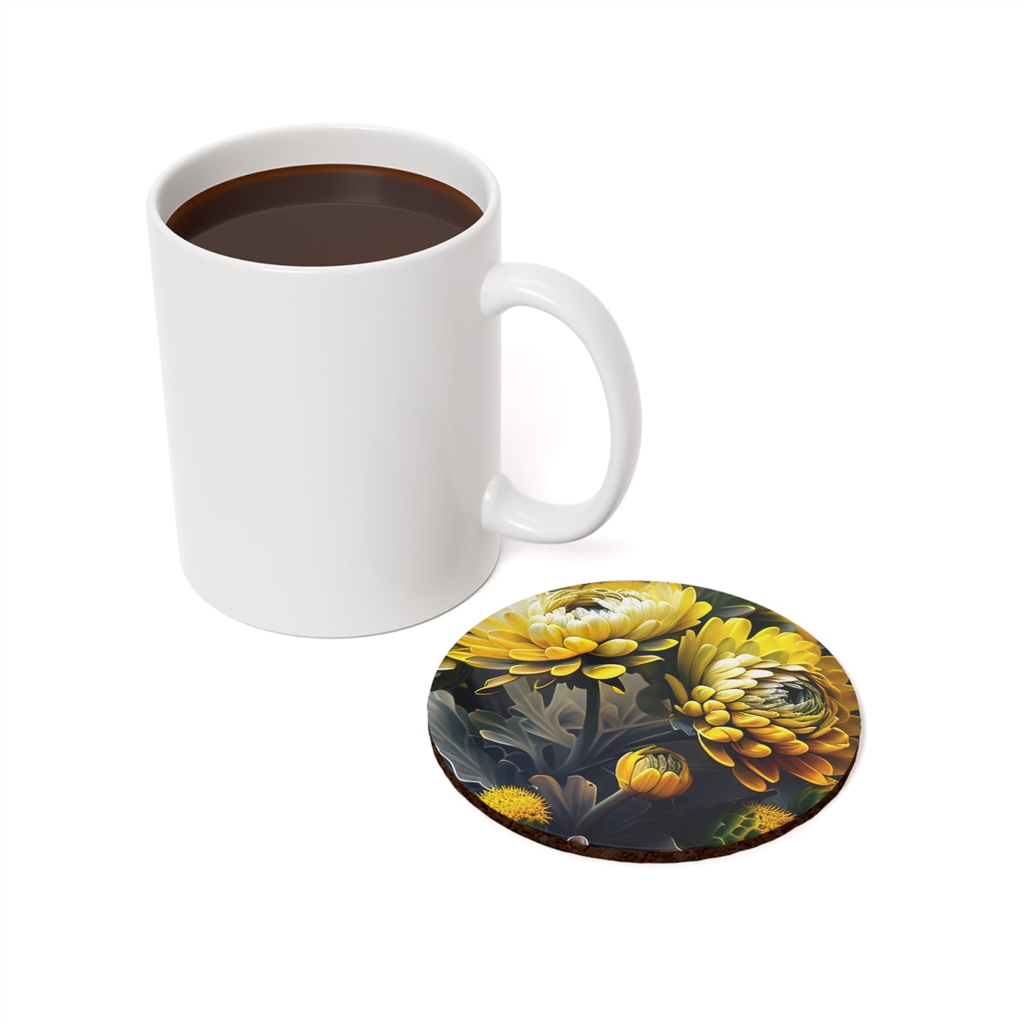 Cork Back Coaster Yellow Hermosas Flores Amarillas 2