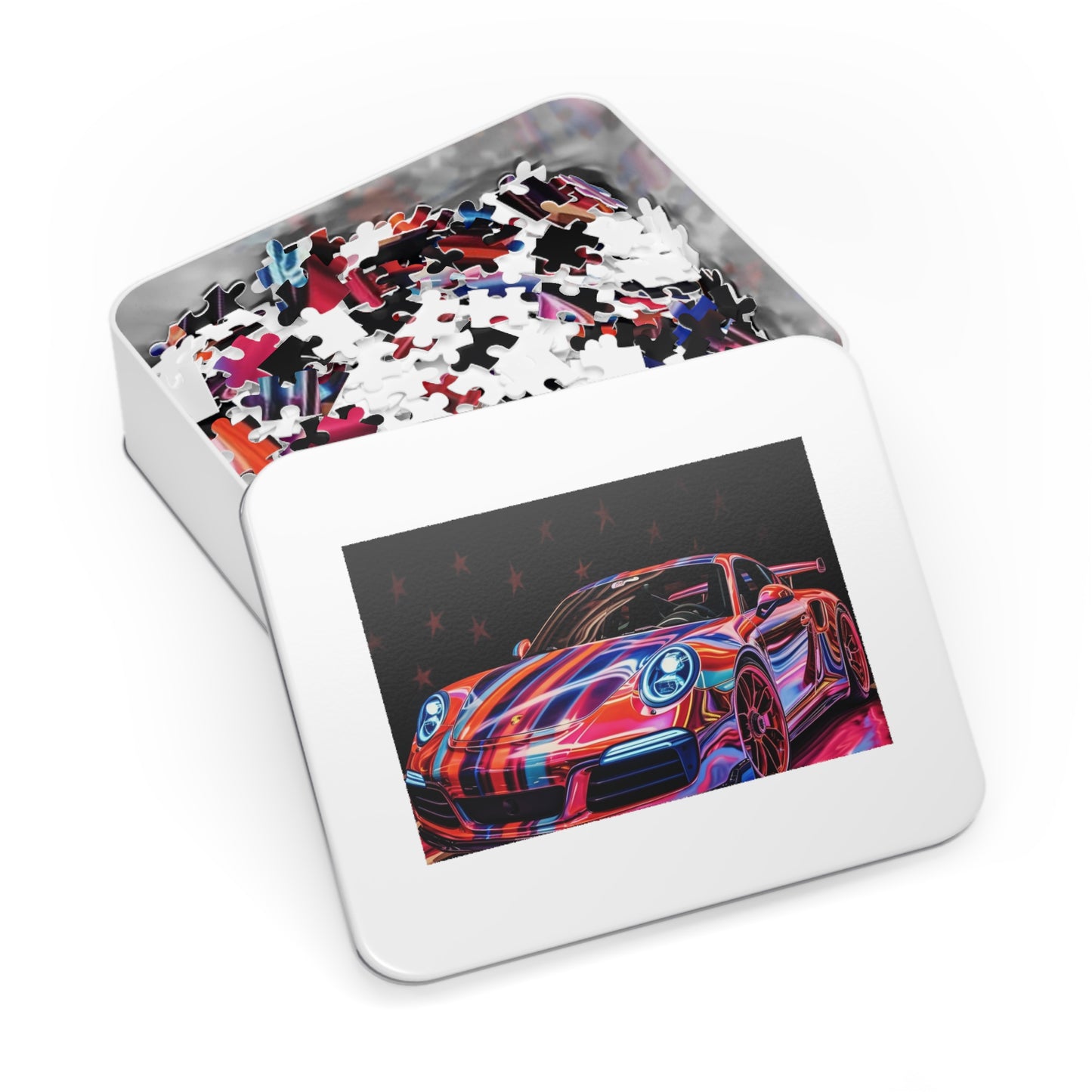 Jigsaw Puzzle (30, 110, 252, 500,1000-Piece) American Flag Colored Porsche 2