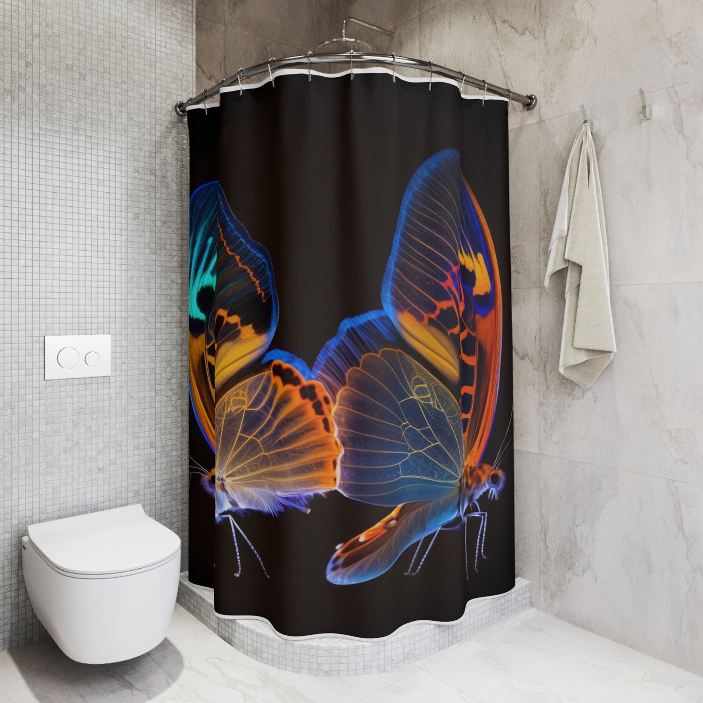 Polyester Shower Curtain Neon Glo Butterfly 2