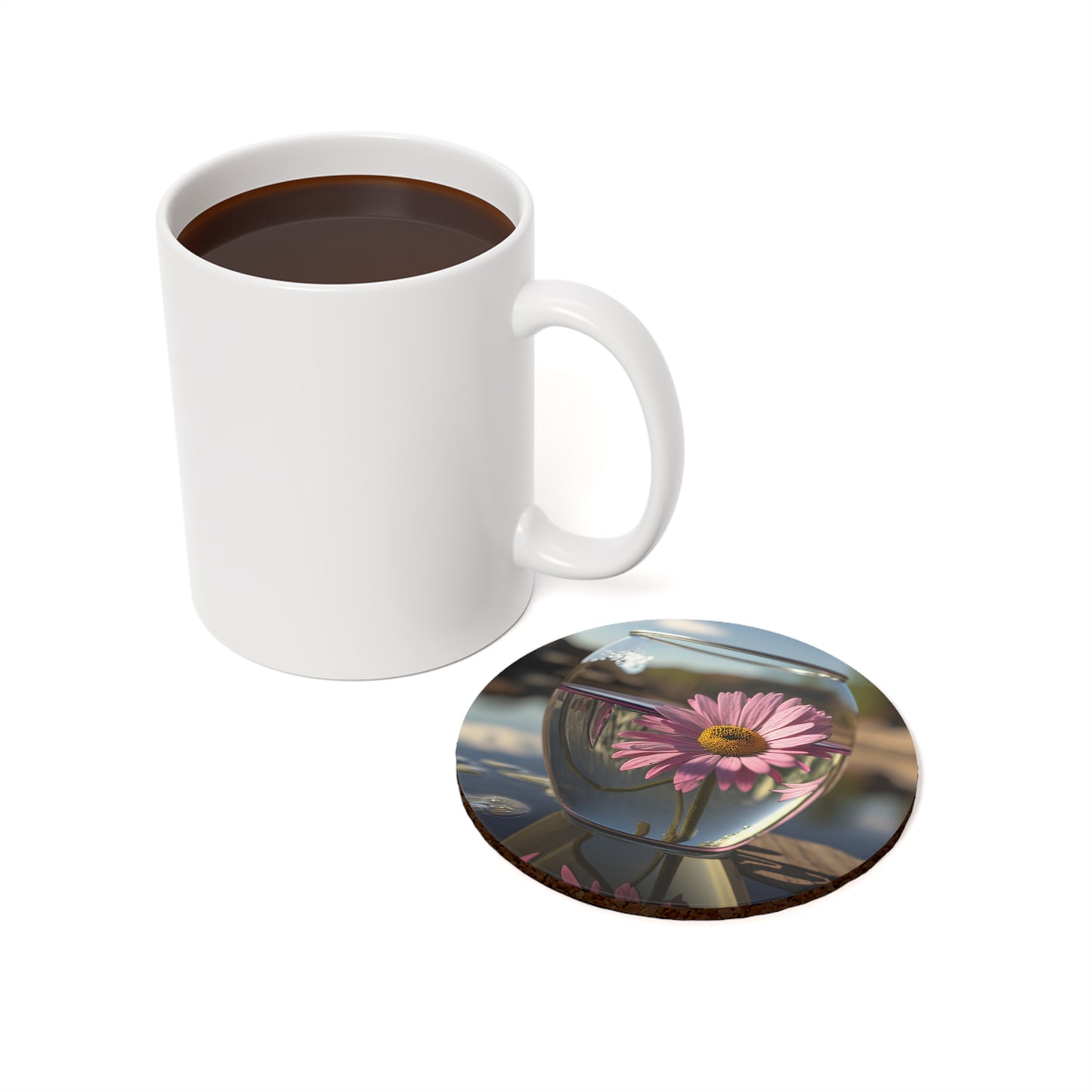 Cork Back Coaster Daisy in a vase 1