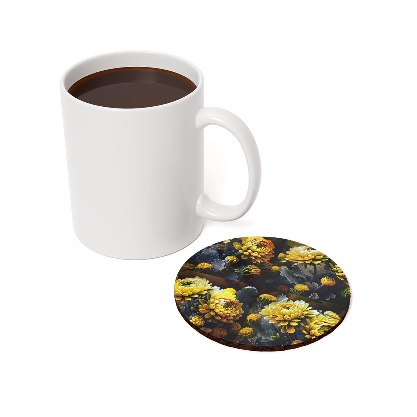 Cork Back Coaster Yellow Hermosas Flores Amarillas 5
