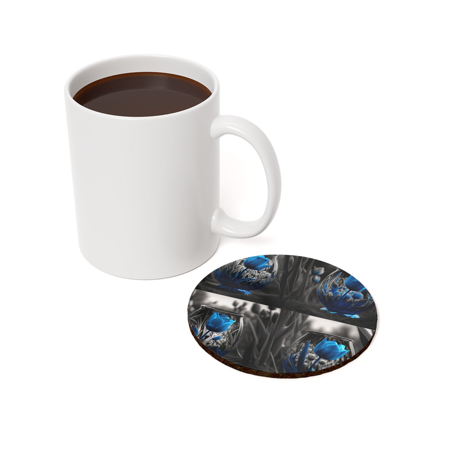 Cork Back Coaster Tulip Blue 5