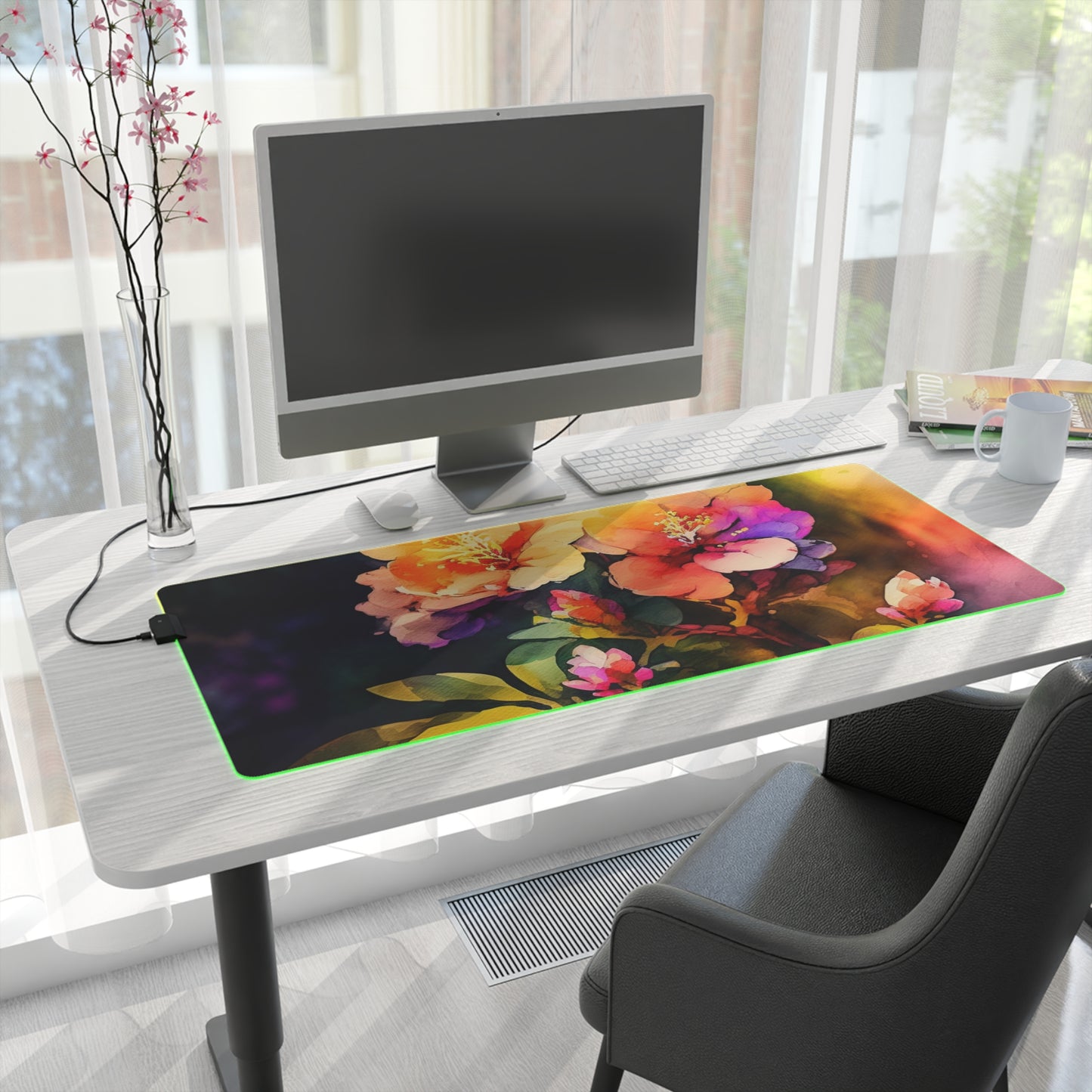 LED Gaming Mouse Pad Bright Spring Flowers 2