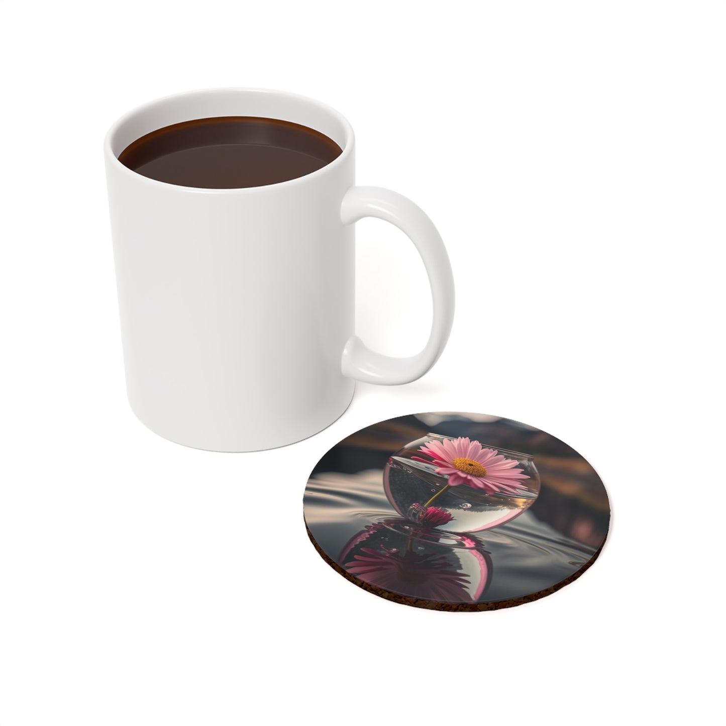 Cork Back Coaster Daisy in a vase 2