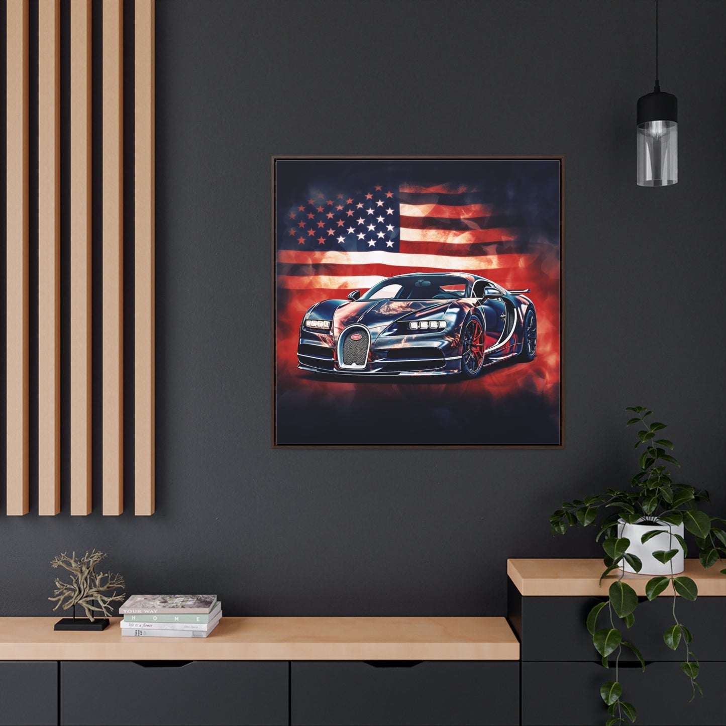 Gallery Canvas Wraps, Square Frame Abstract American Flag Background Bugatti 4
