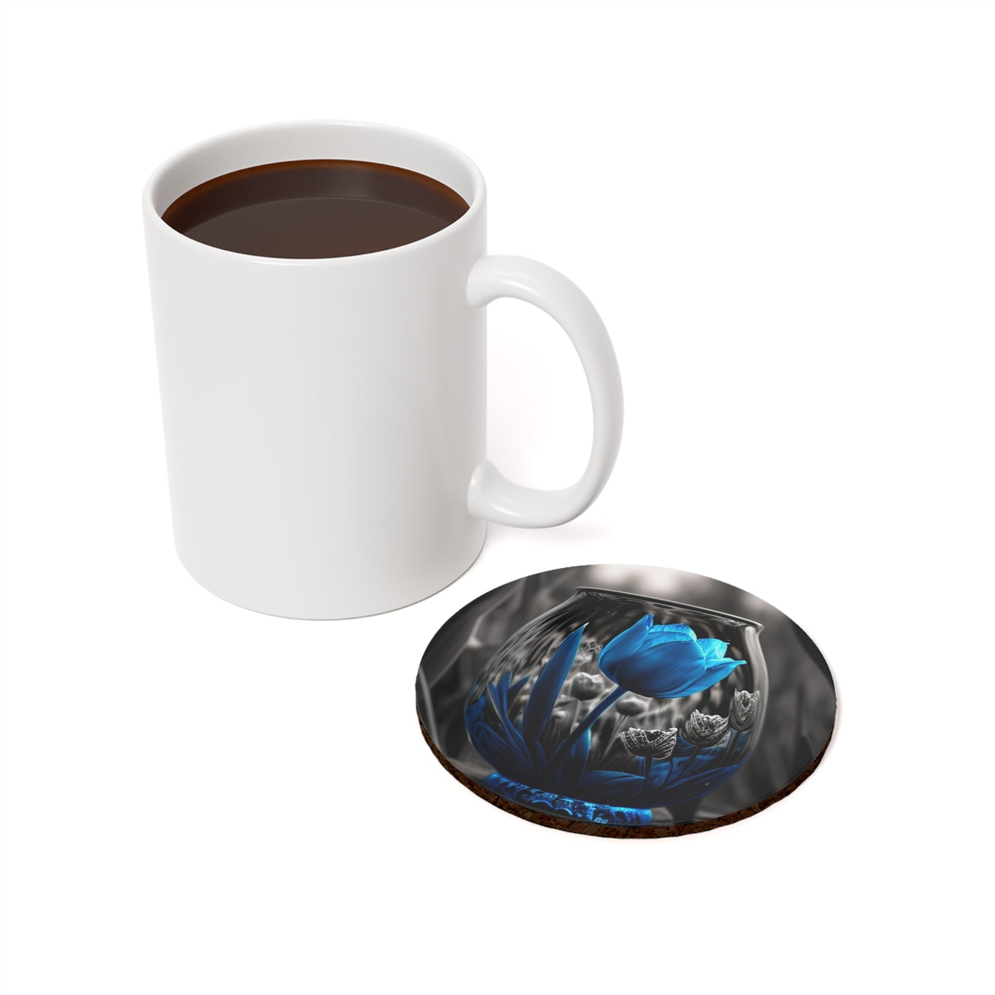 Cork Back Coaster Tulip Blue 4