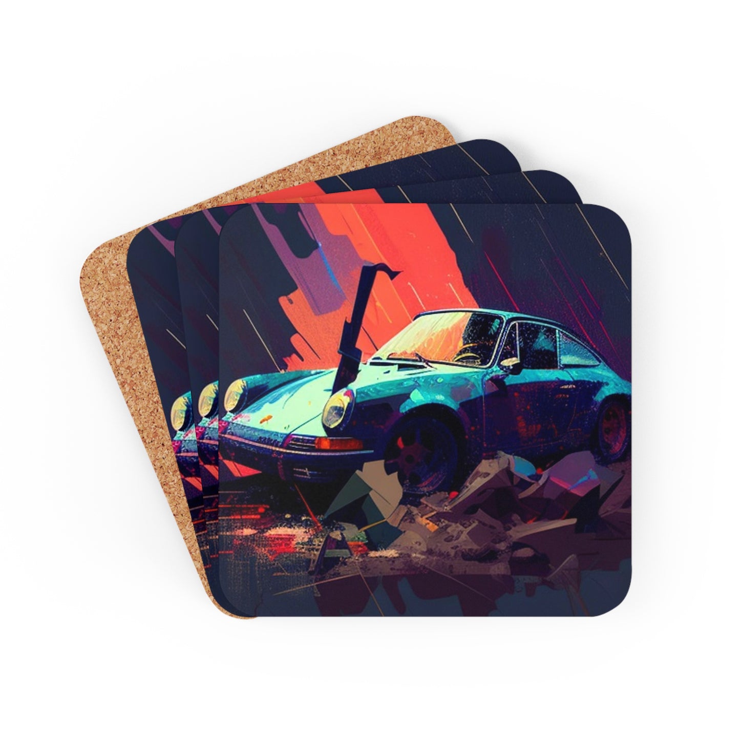 Corkwood Coaster Set Porsche Abstract 2