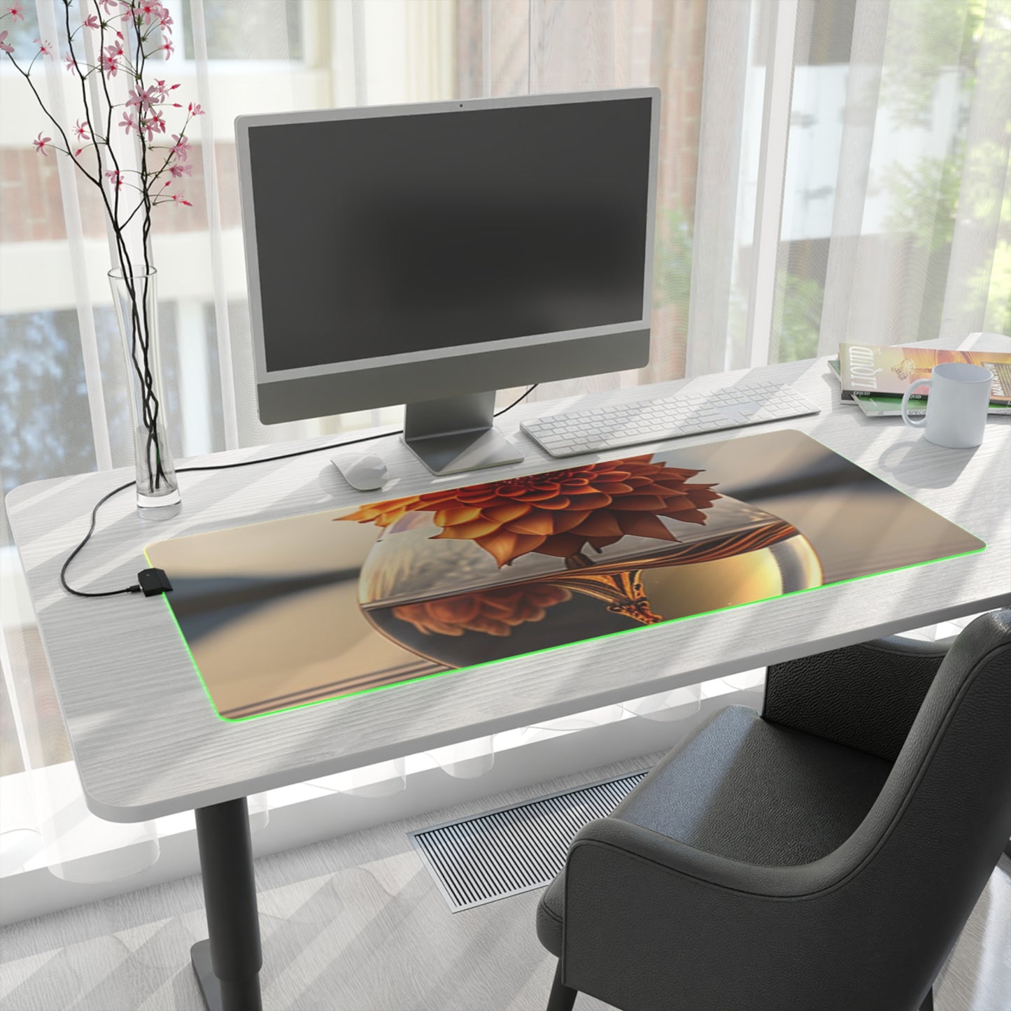 LED Gaming Mouse Pad Dahlia Orange 1