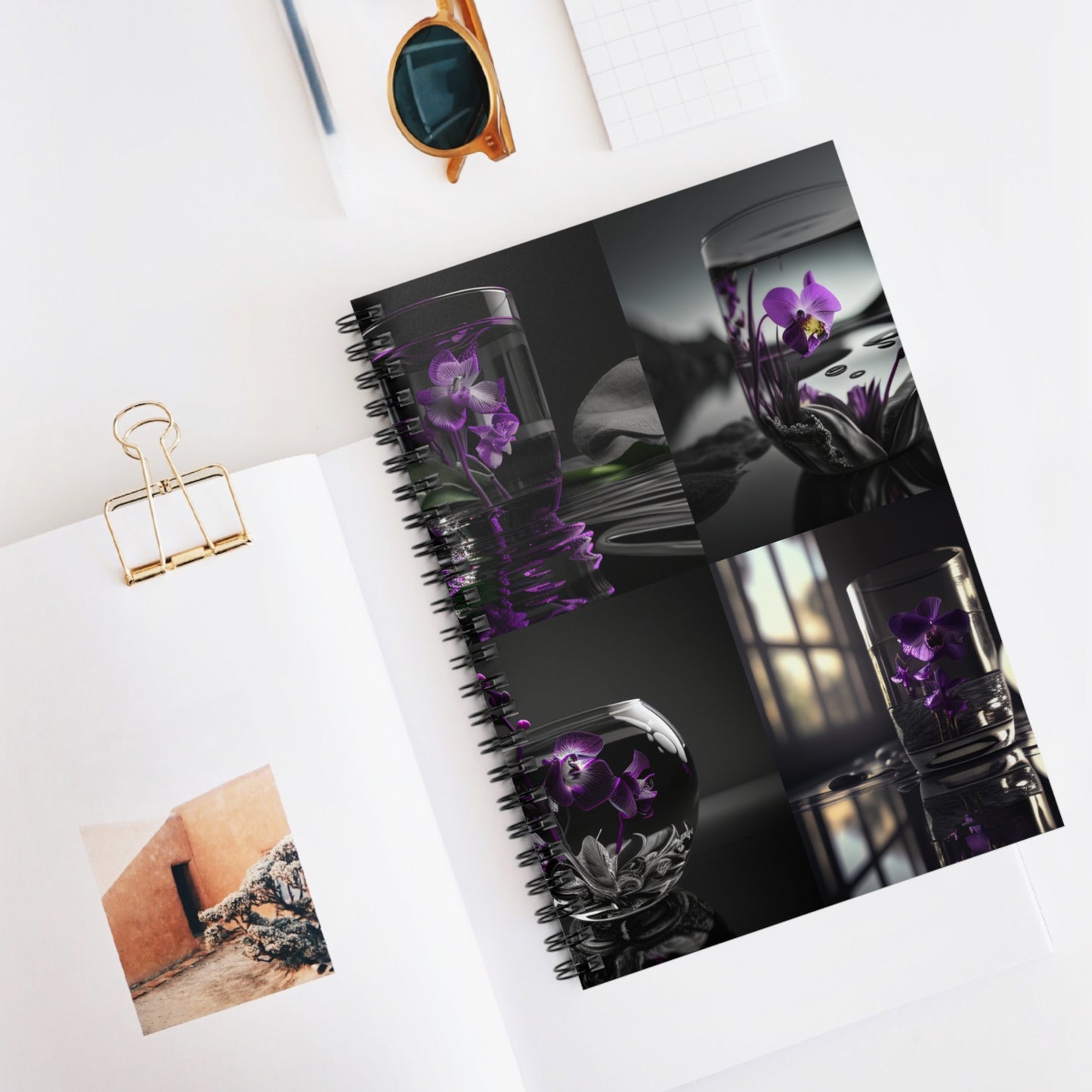 Spiral Notebook - Ruled Line Purple Orchid Glass vase 5