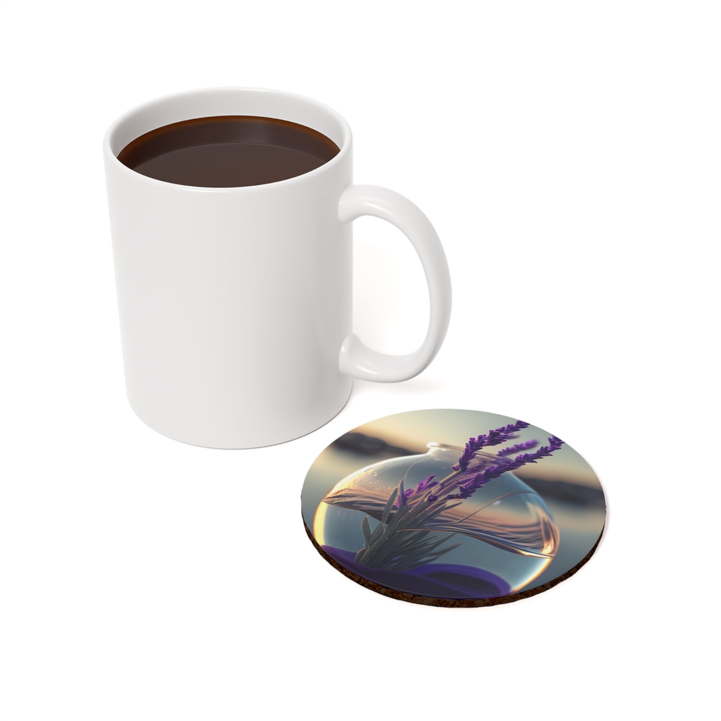 Cork Back Coaster Lavender in a vase 3