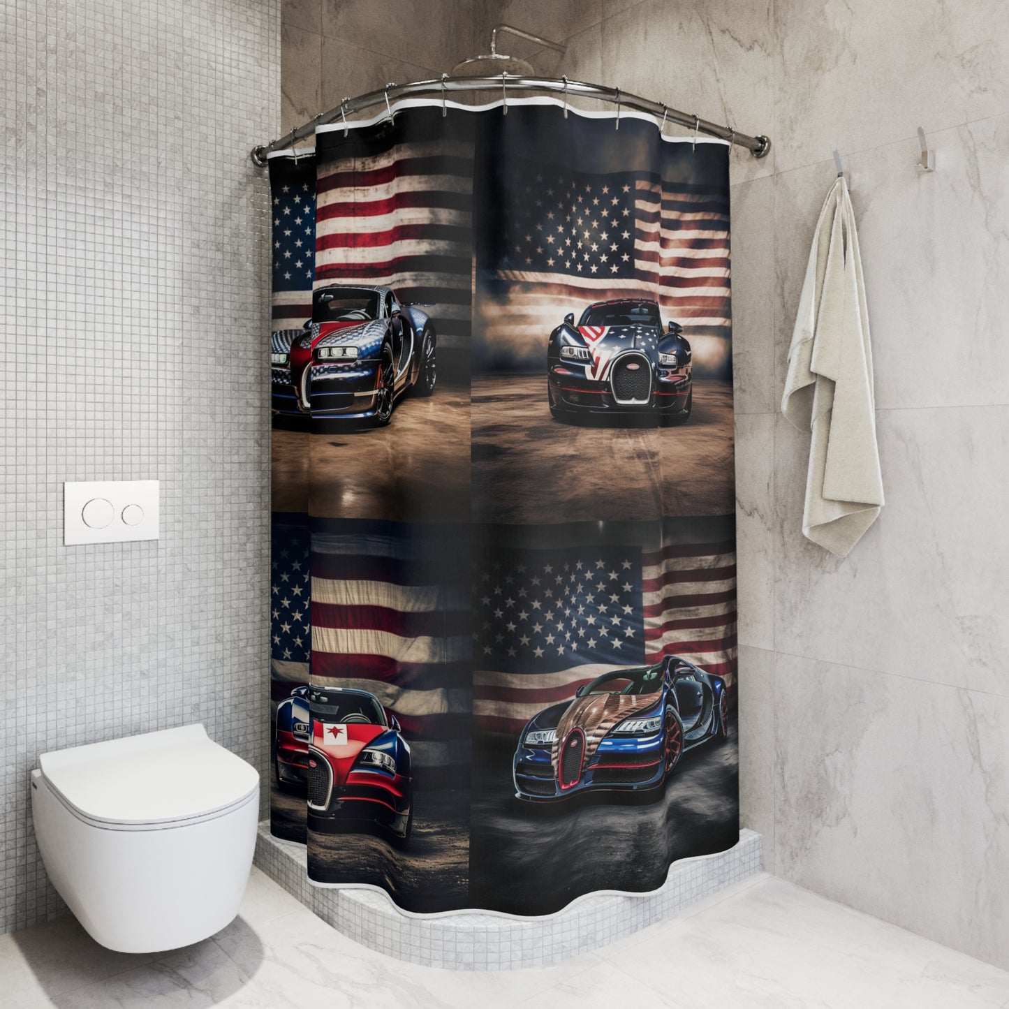 Polyester Shower Curtain Bugatti American Flag 5