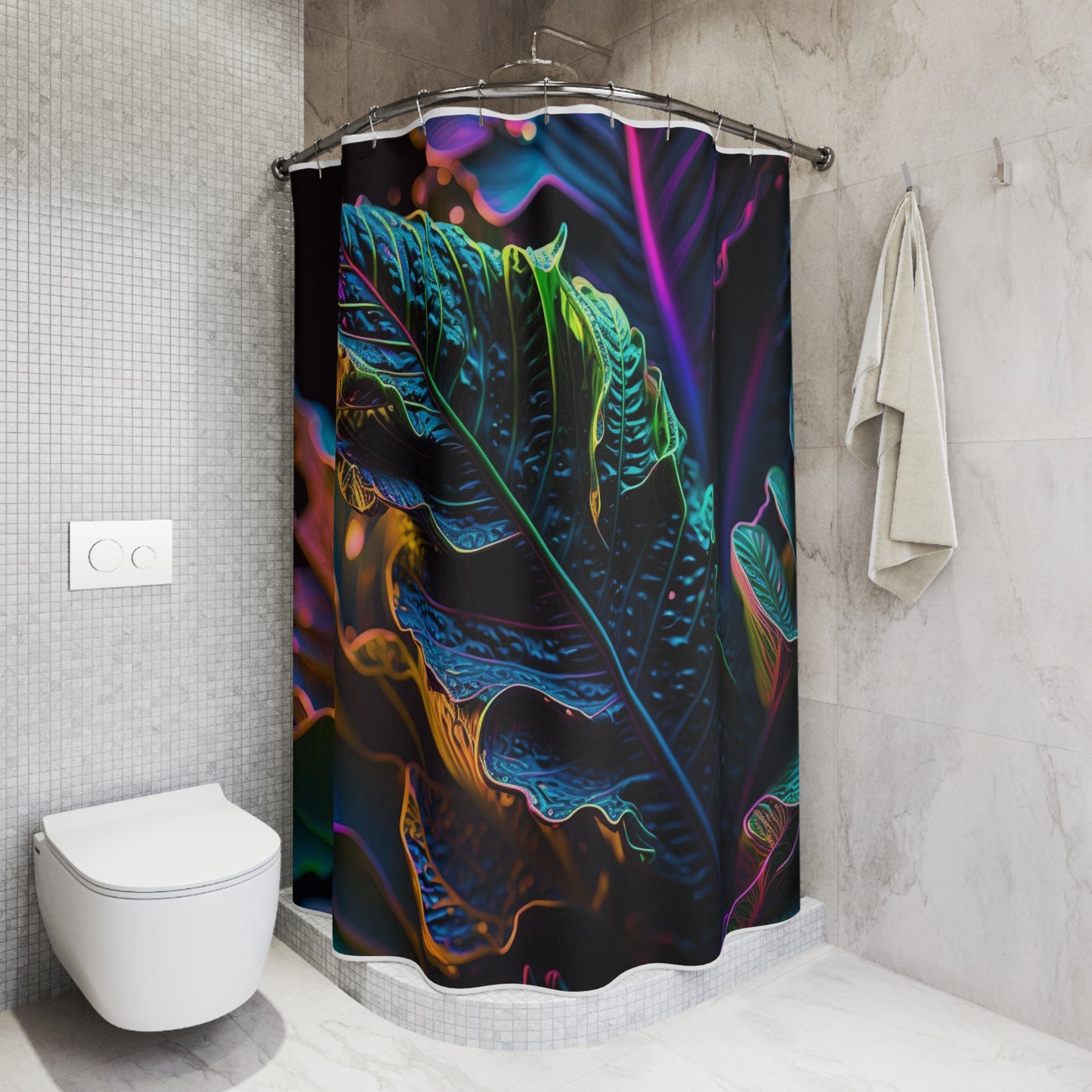 Polyester Shower Curtain Florescent Skull Death 4