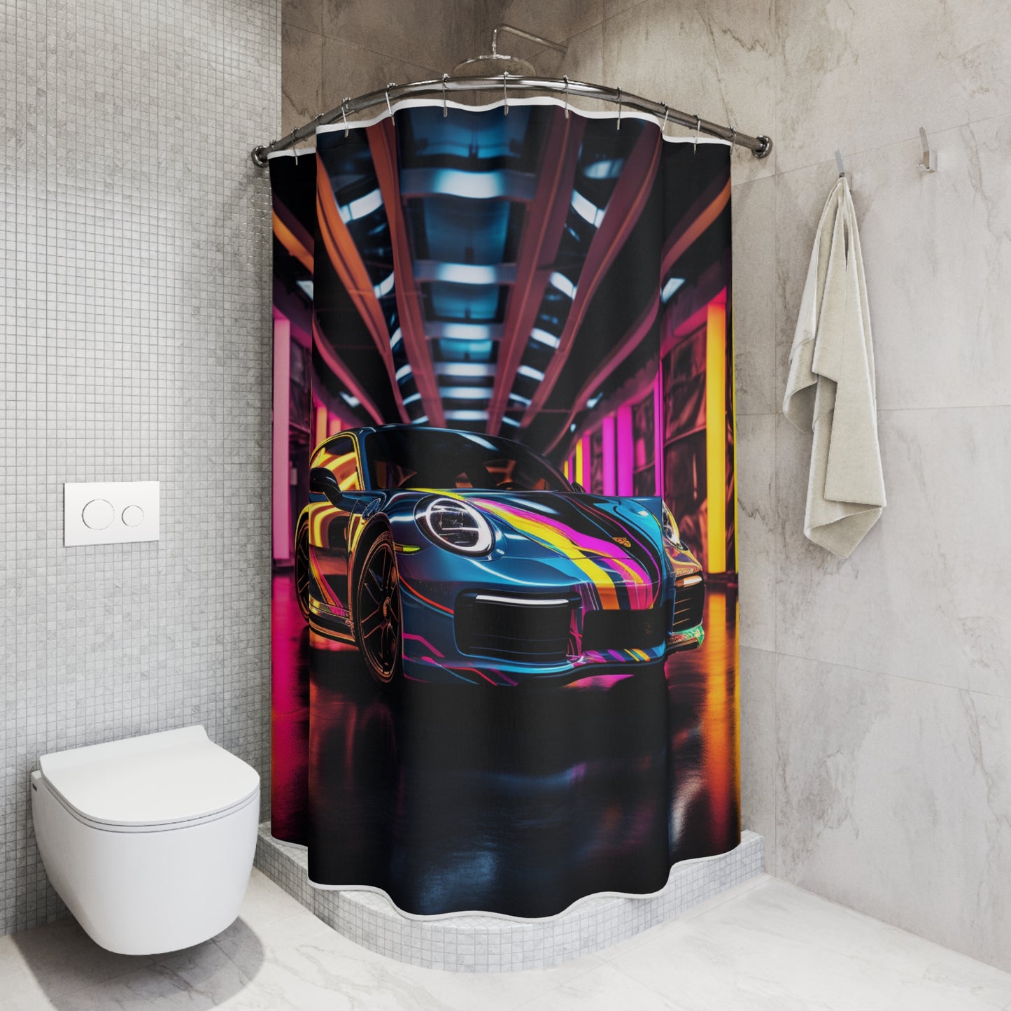 Polyester Shower Curtain Macro Porsche 1