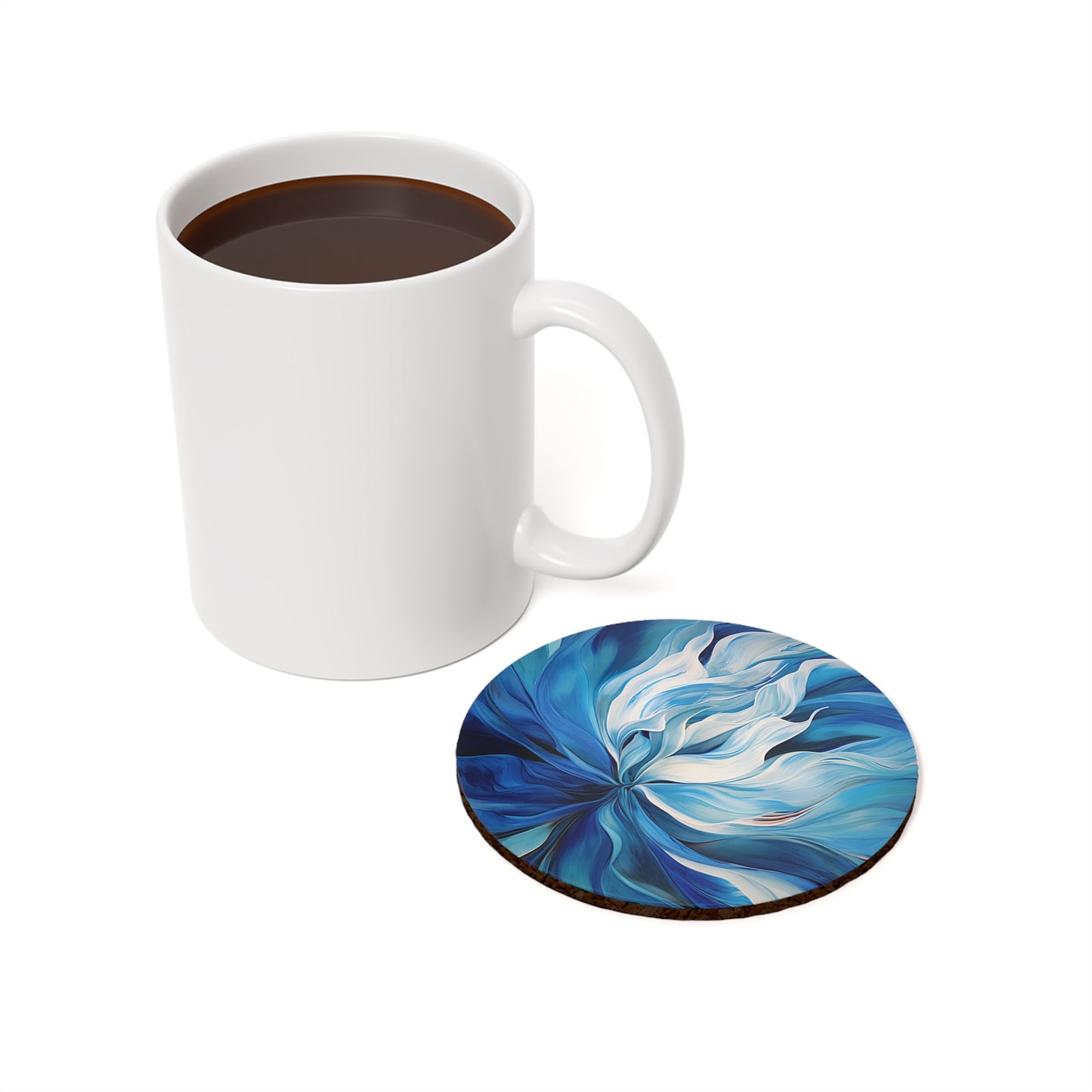 Cork Back Coaster Blue Tluip Abstract 1