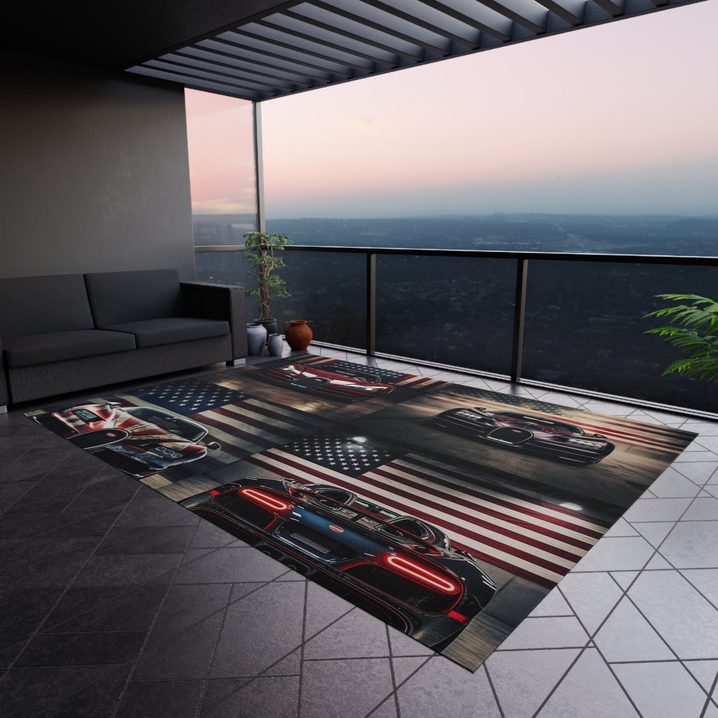 Outdoor Rug American Flag Background Bugatti 5