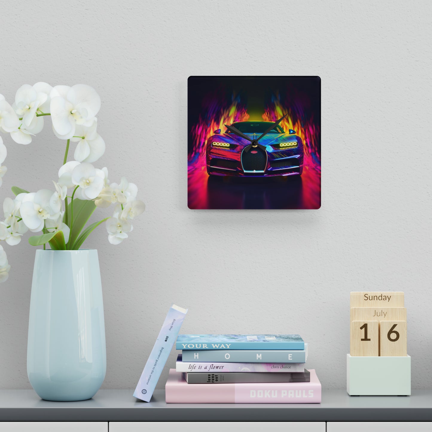Acrylic Wall Clock Florescent Bugatti Flair 3