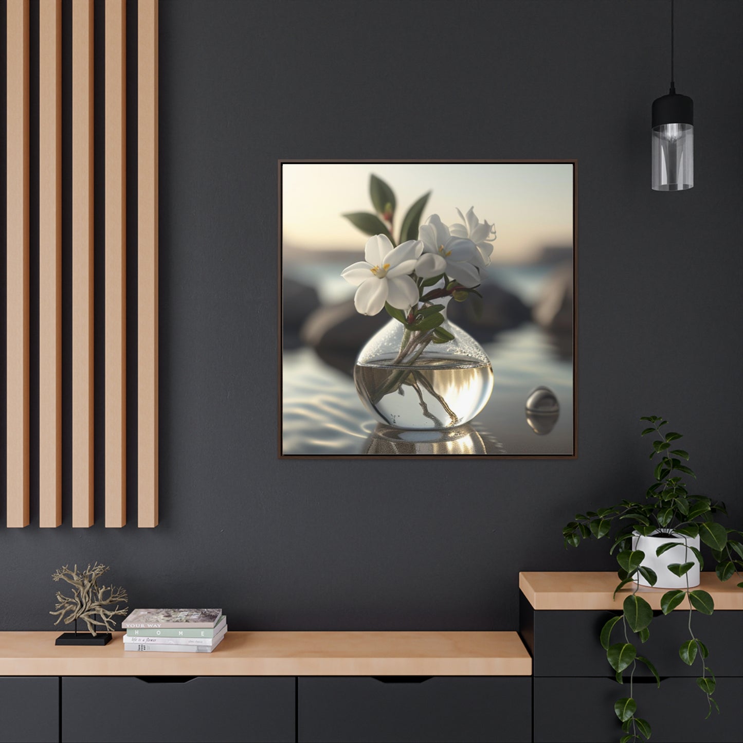 Gallery Canvas Wraps, Square Frame Jasmine glass vase 1