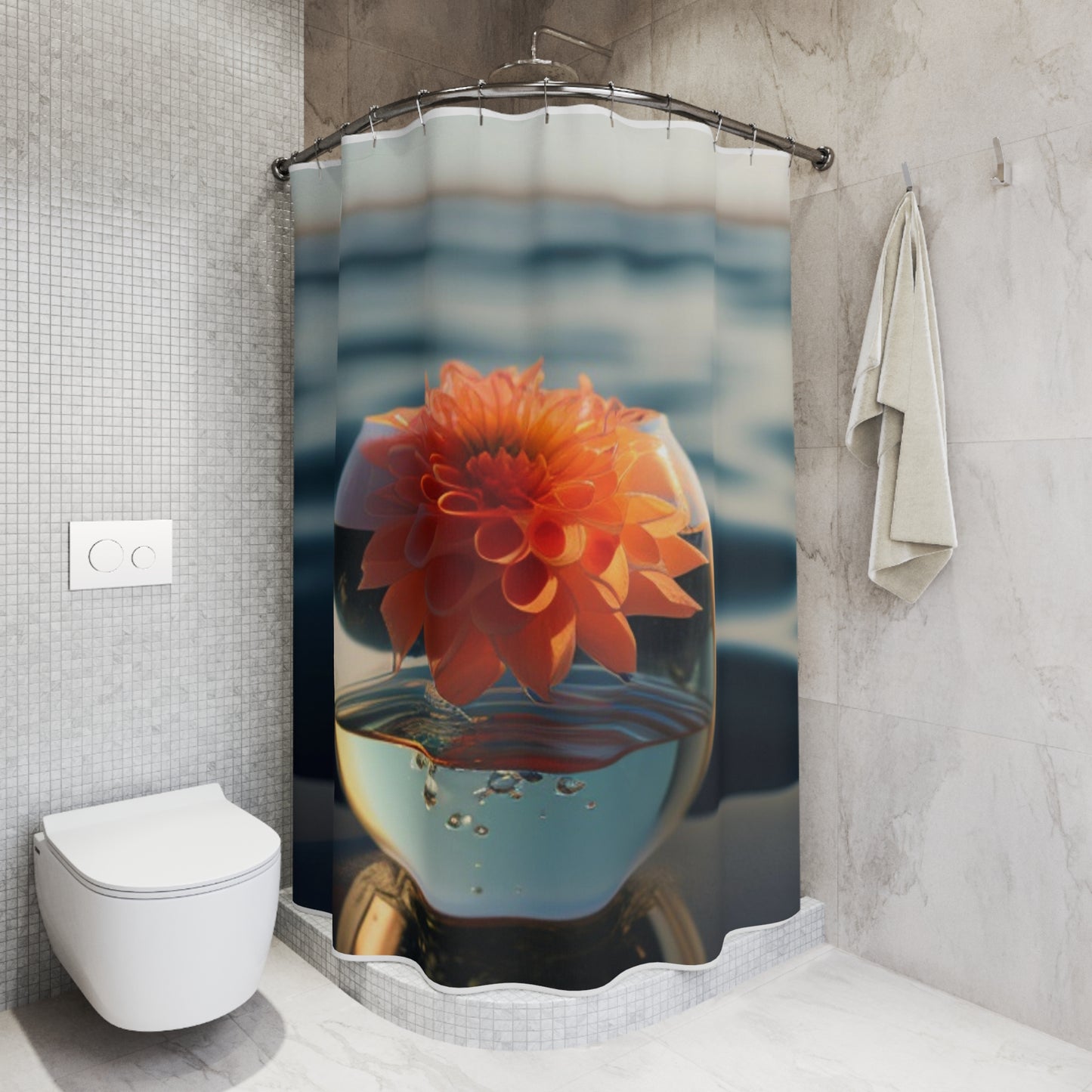 Polyester Shower Curtain Dahlia Orange 2