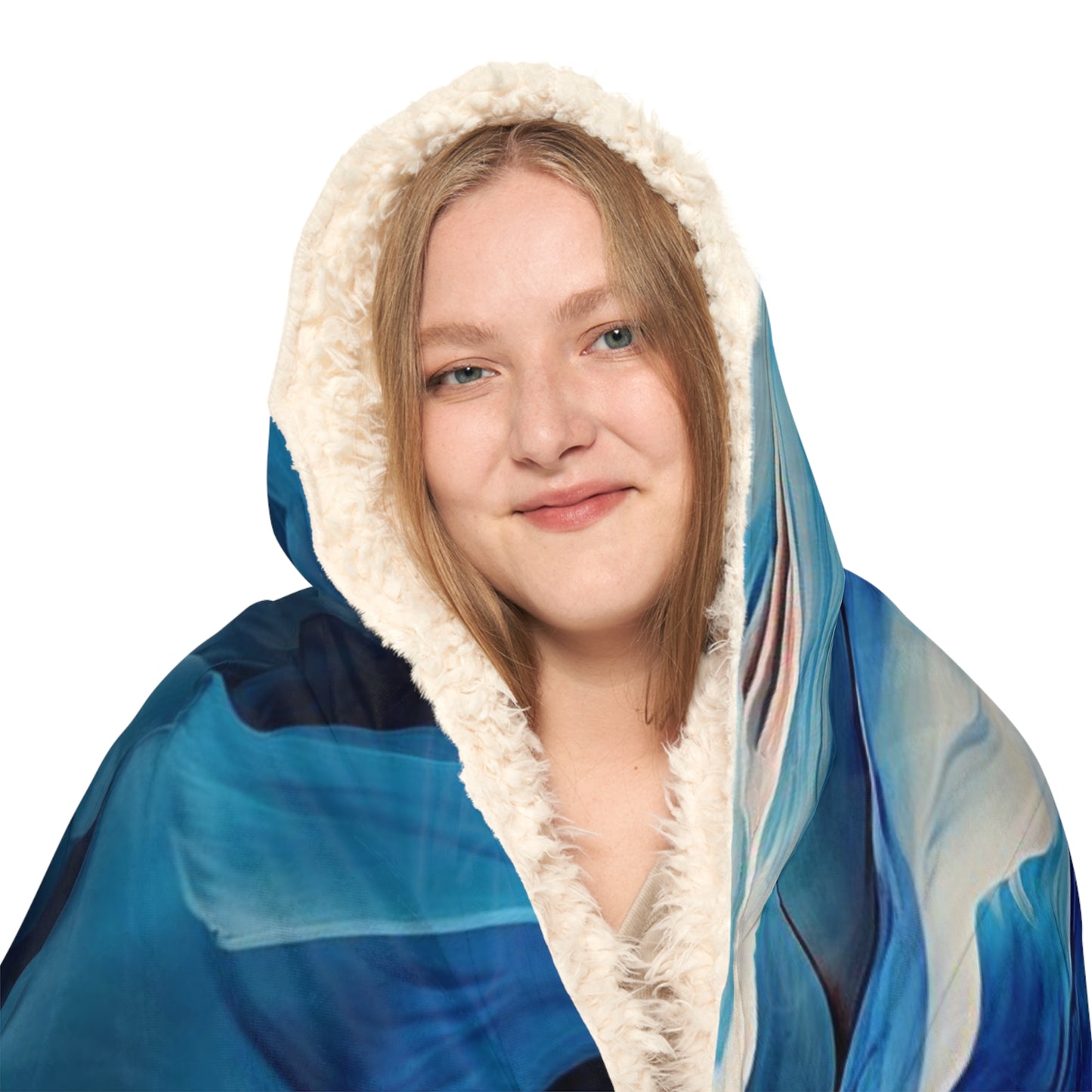 Snuggle Hooded Blanket Blue Tluip Abstract 5