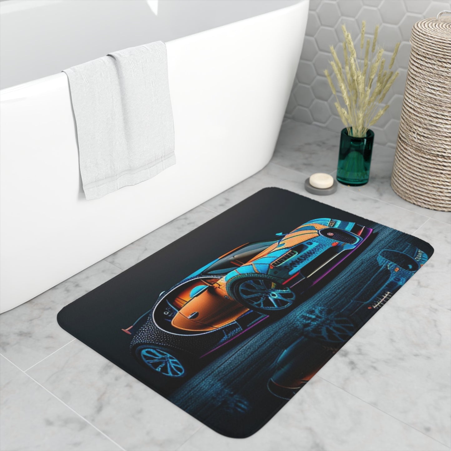 Memory Foam Bath Mat Bugatti Blue 1