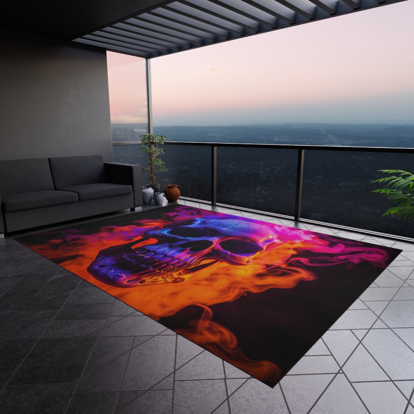 Outdoor Rug Macro Skull 4