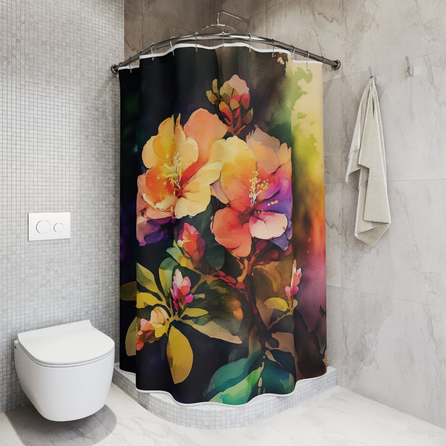 Polyester Shower Curtain Bright Spring Flowers 2