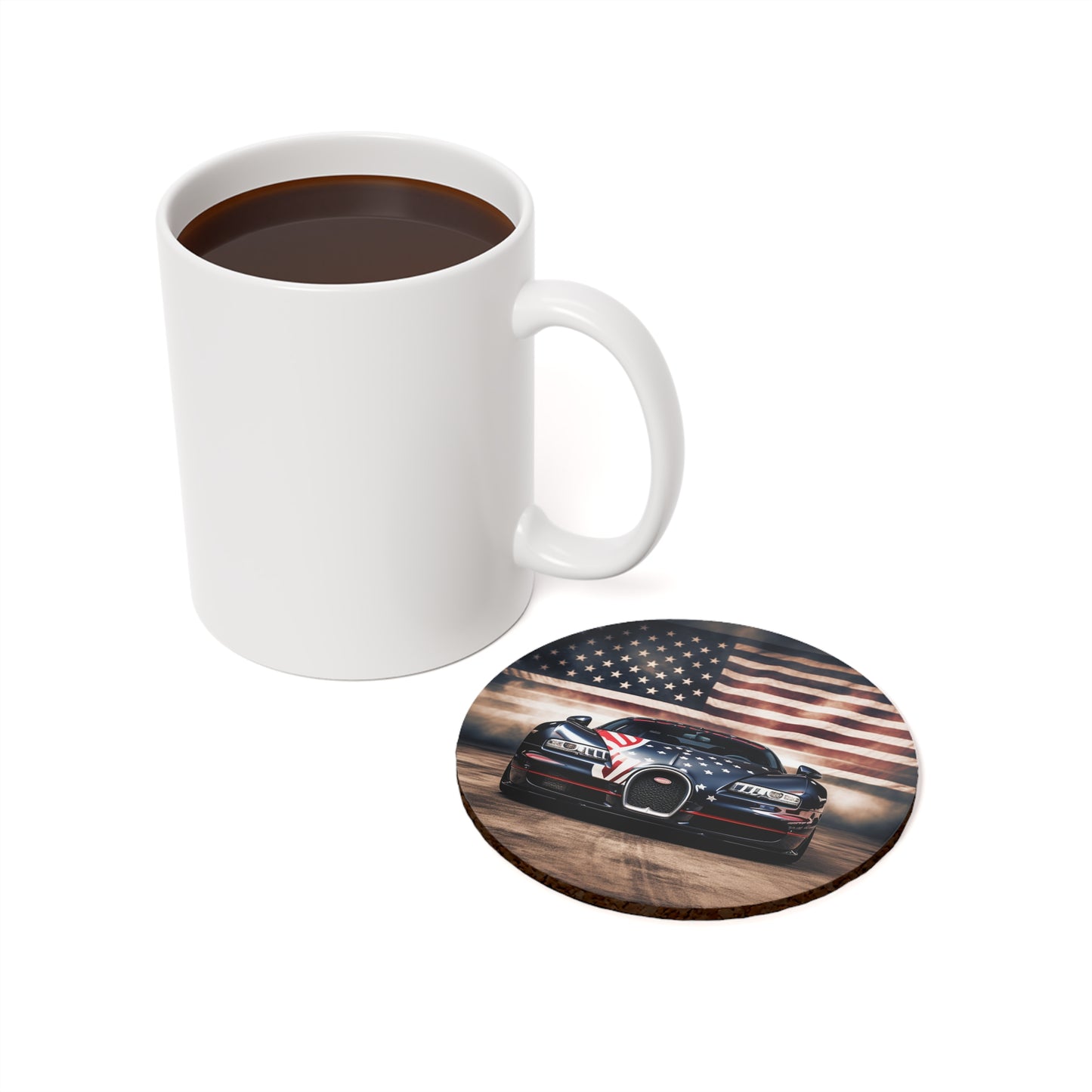 Cork Back Coaster Bugatti American Flag 2