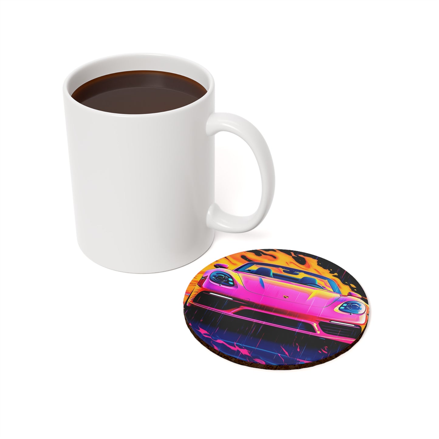Cork Back Coaster Pink Porsche water fusion 1