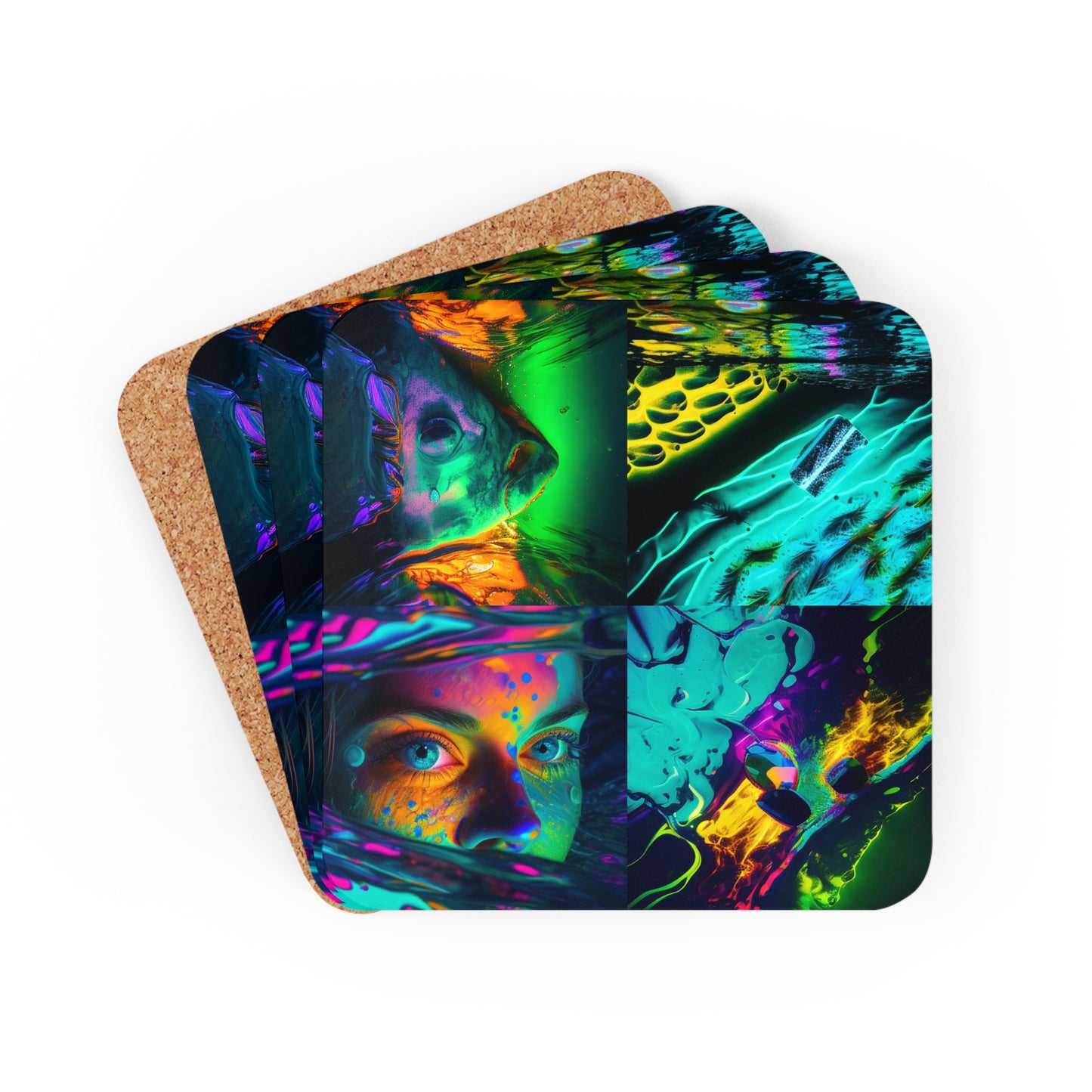 Corkwood Coaster Set Florescent Glow 5