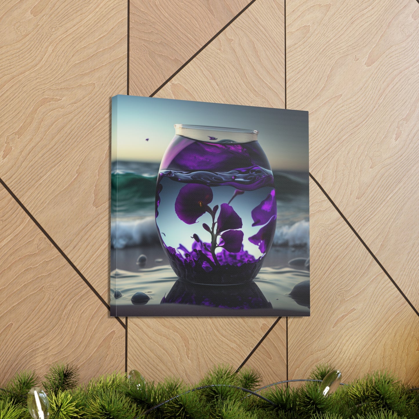 Canvas Gallery Wraps Purple Sweet pea in a vase 4