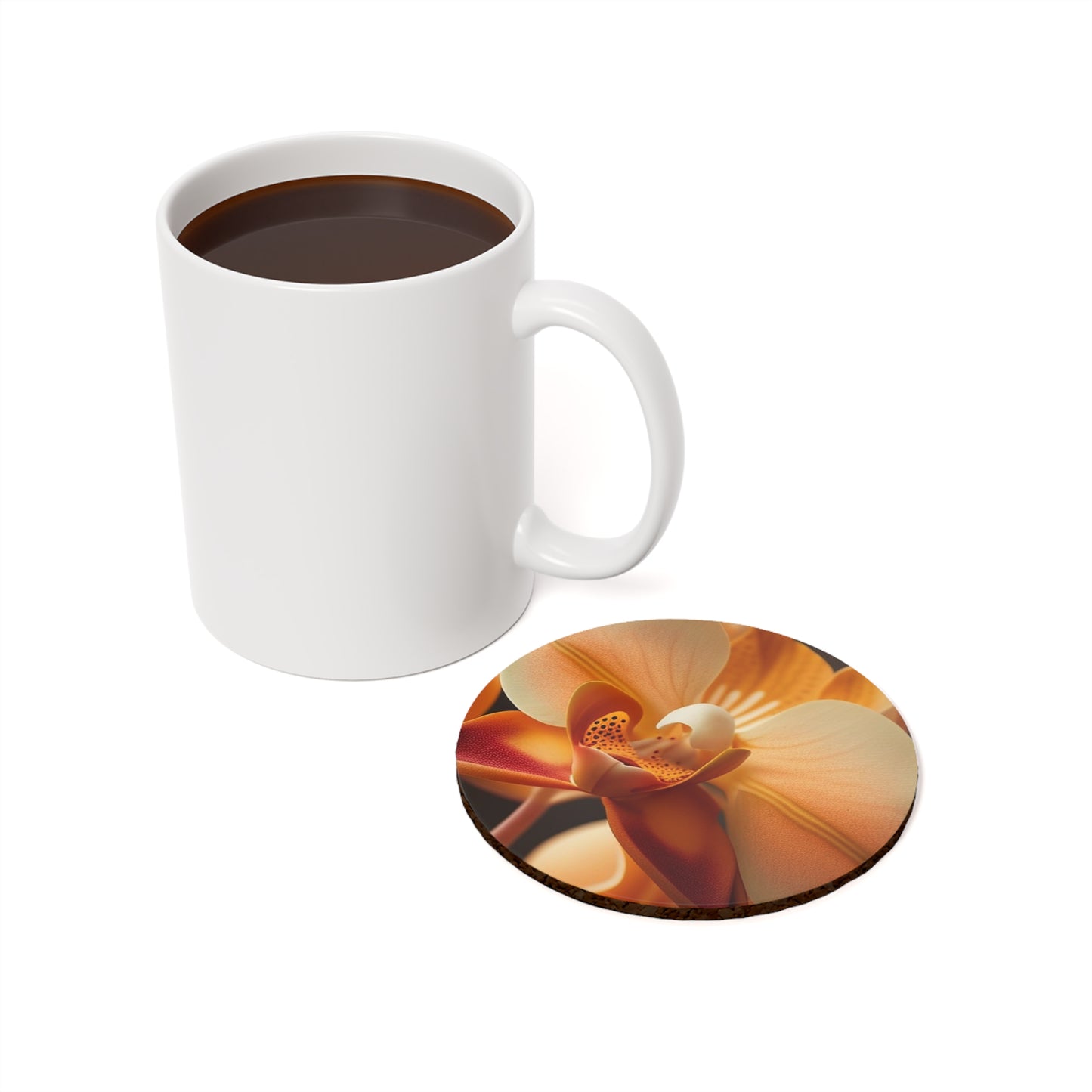 Cork Back Coaster Orange Orchid 3