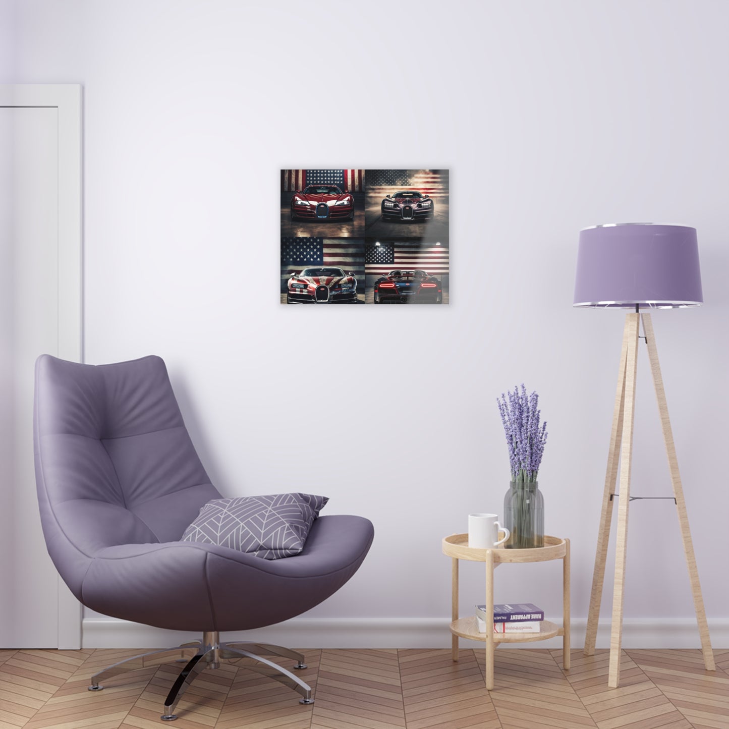 Acrylic Prints American Flag Background Bugatti 5