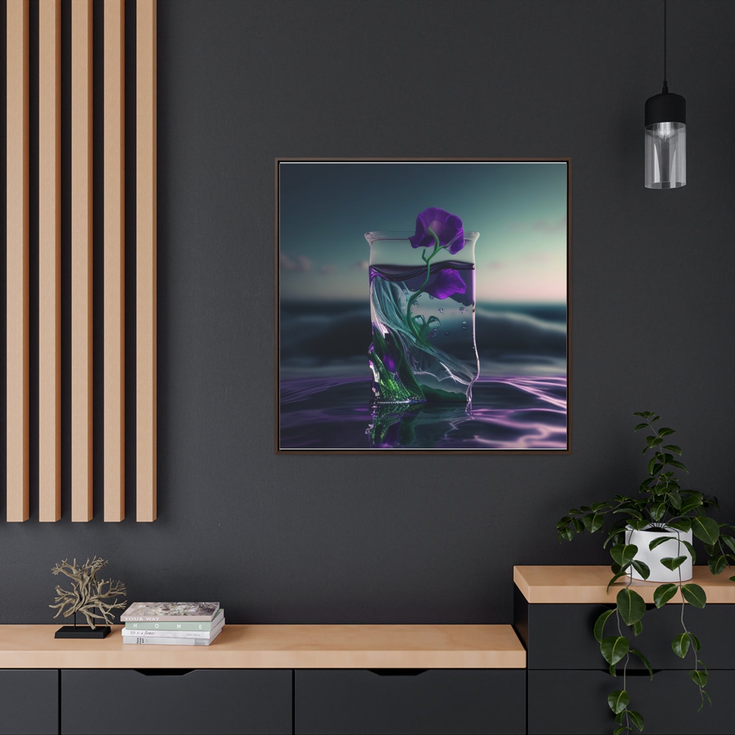 Gallery Canvas Wraps, Square Frame Purple Sweet pea in a vase 3