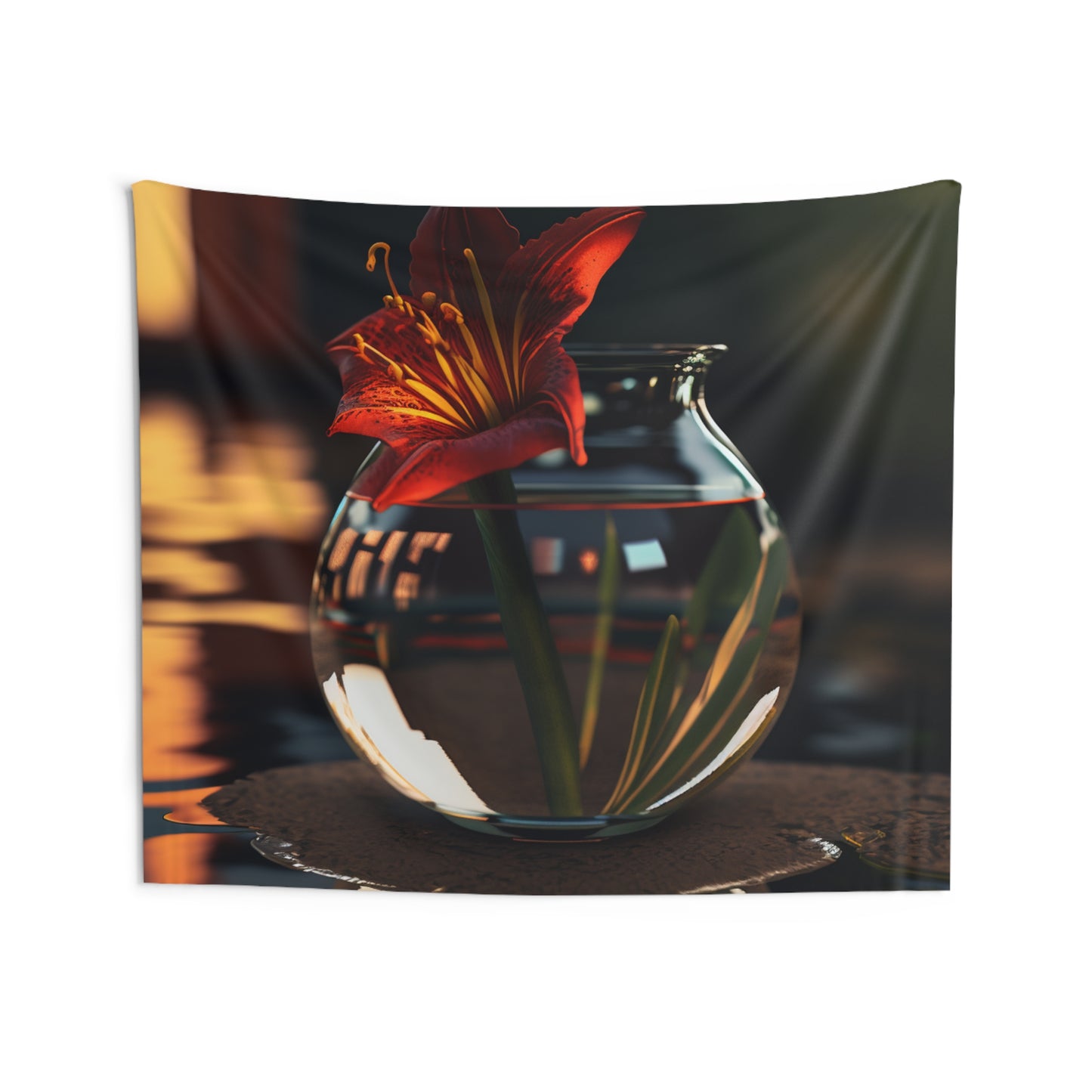 Indoor Wall Tapestries Red Lily in a Glass vase 2