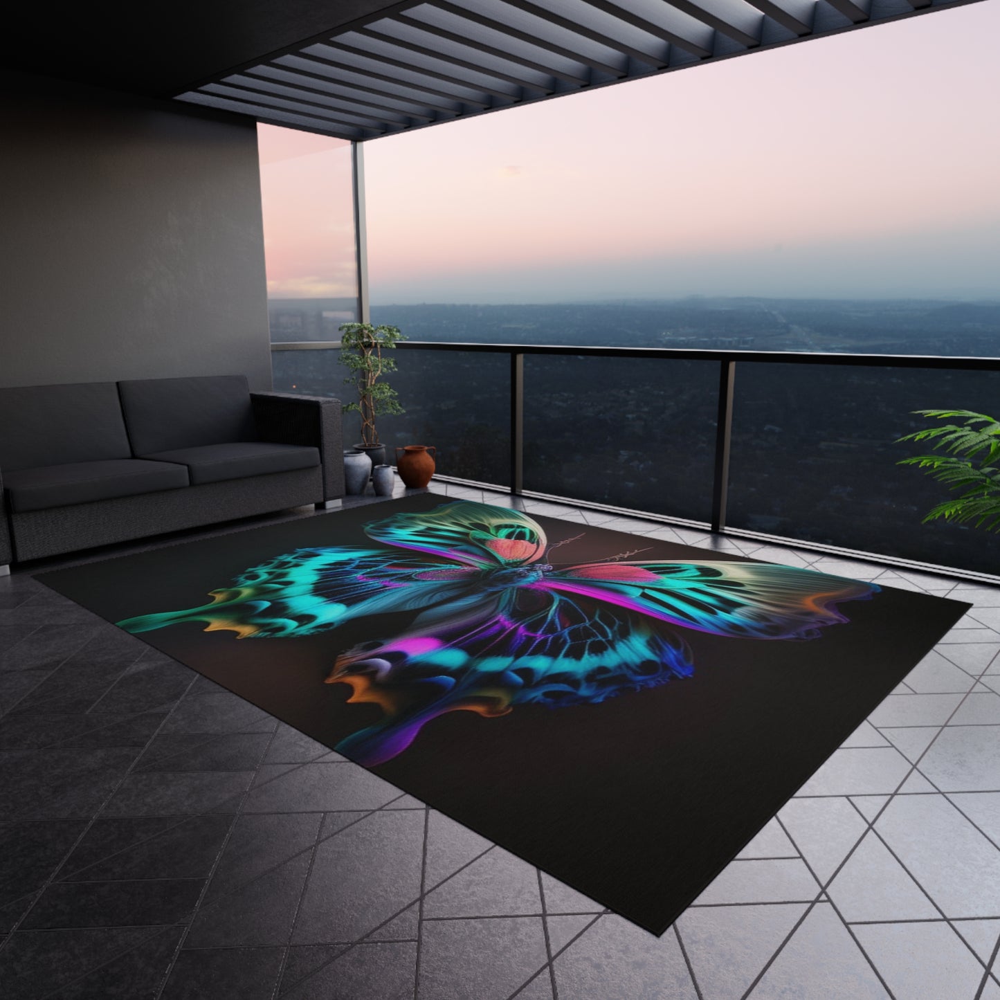 Outdoor Rug Neon Butterfly Fusion 1