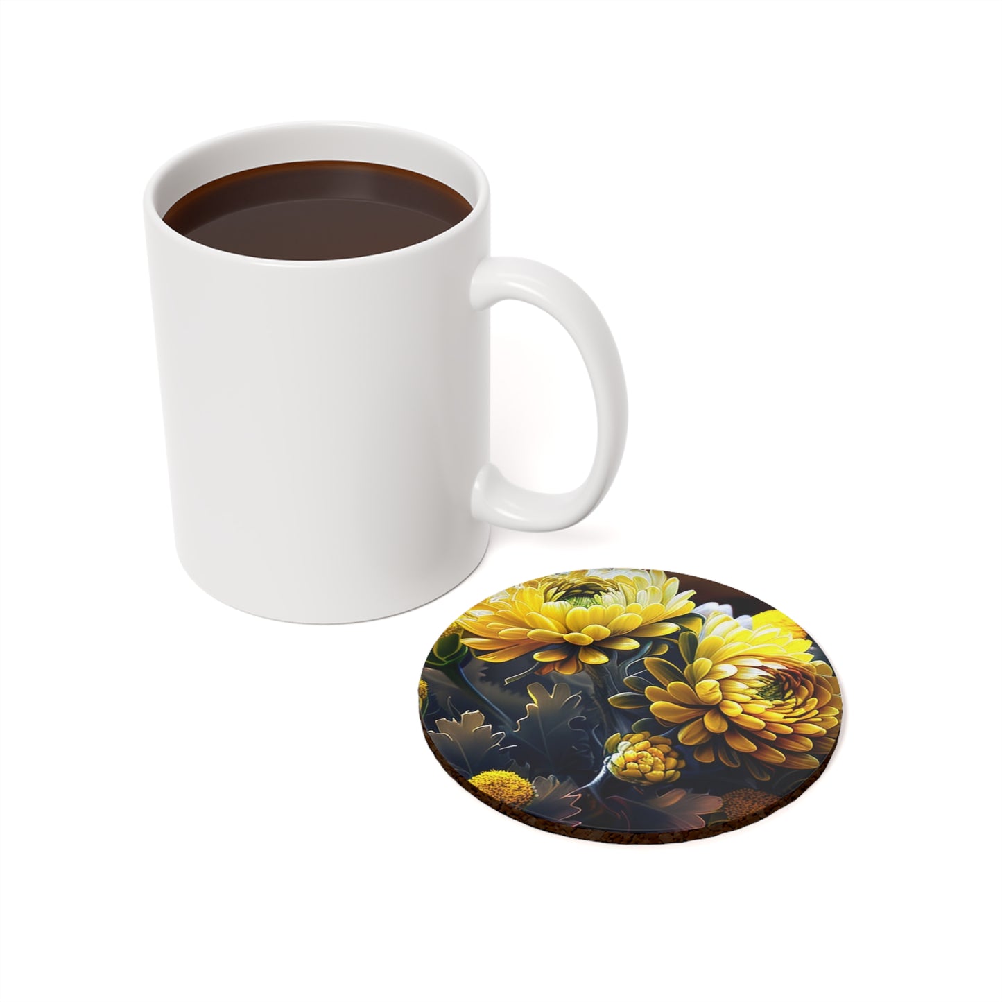 Cork Back Coaster Yellow Hermosas Flores Amarillas 3
