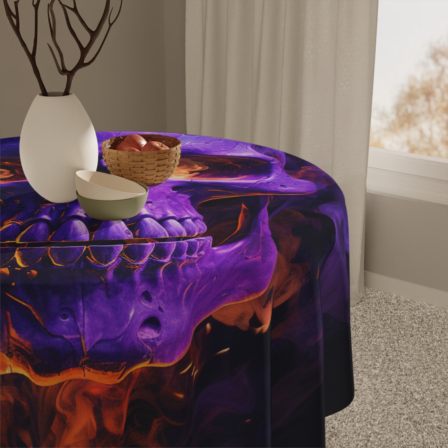 Tablecloth Skull Flames 1