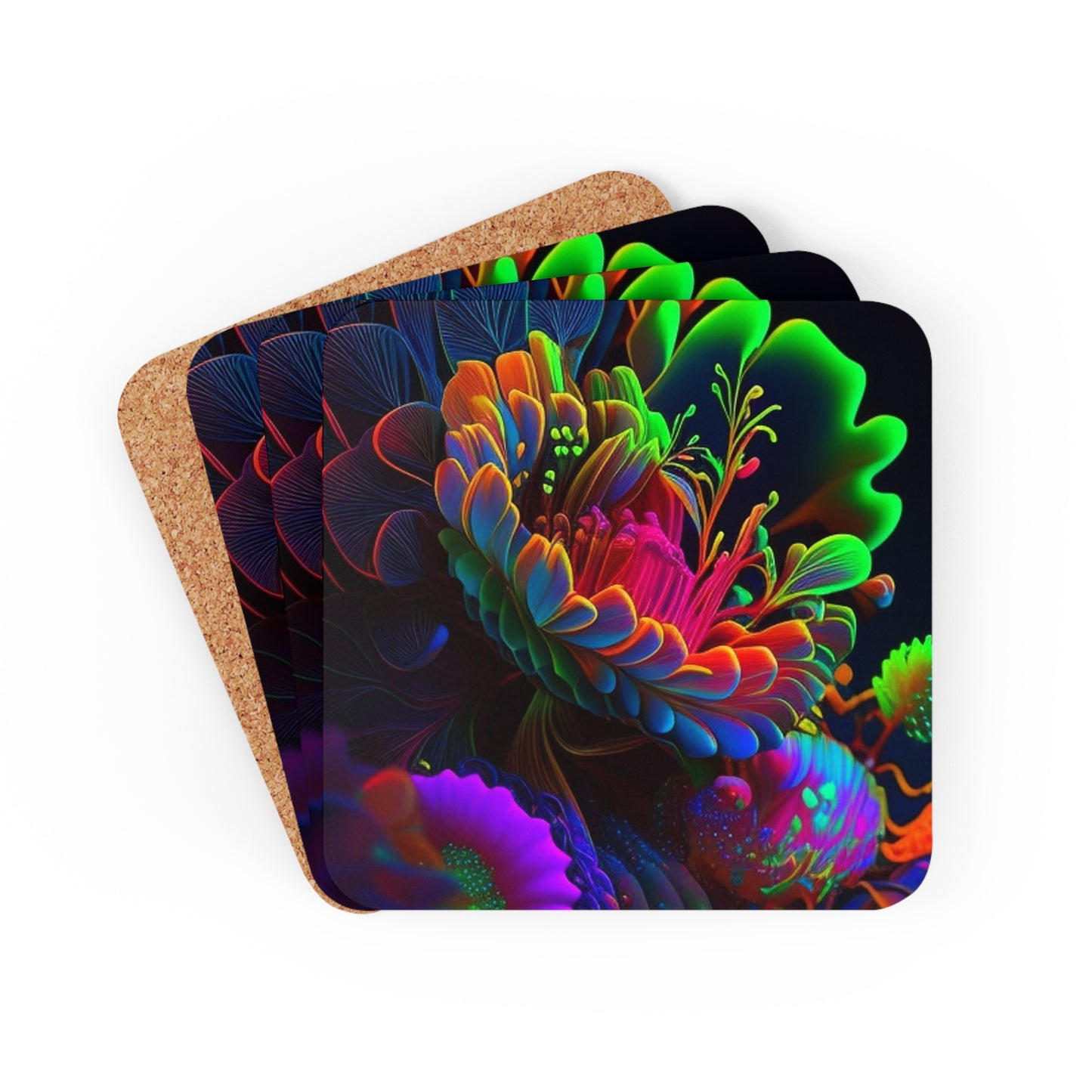 Corkwood Coaster Set Macro Florescent 2