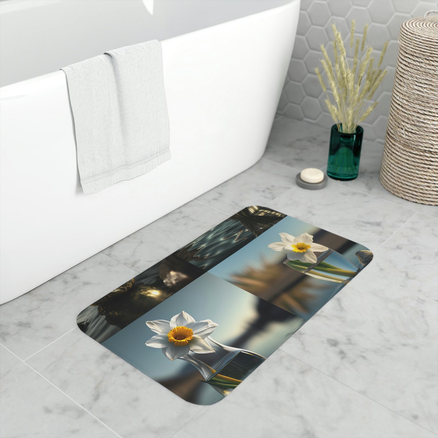 Memory Foam Bath Mat Daffodil 4 pack