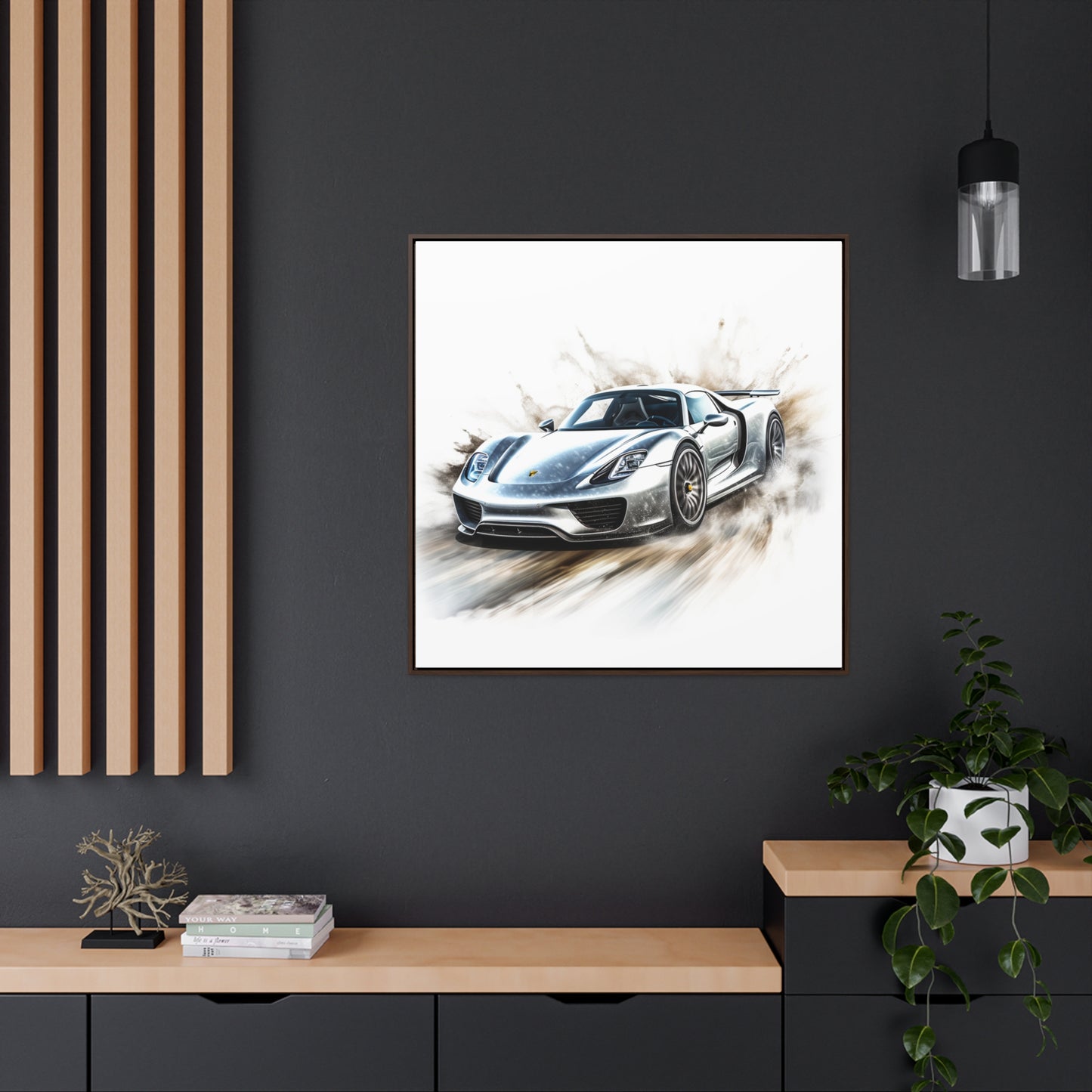 Gallery Canvas Wraps, Square Frame 918 Spyder white background driving fast with water splashing 2
