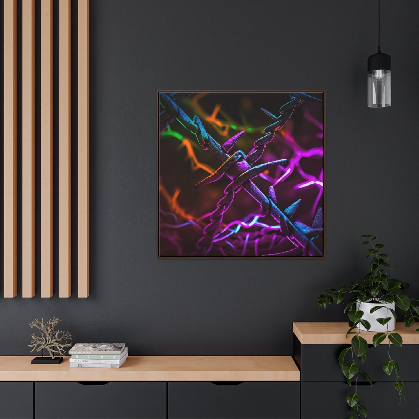 Gallery Canvas Wraps, Square Frame Macro Neon Barb 4